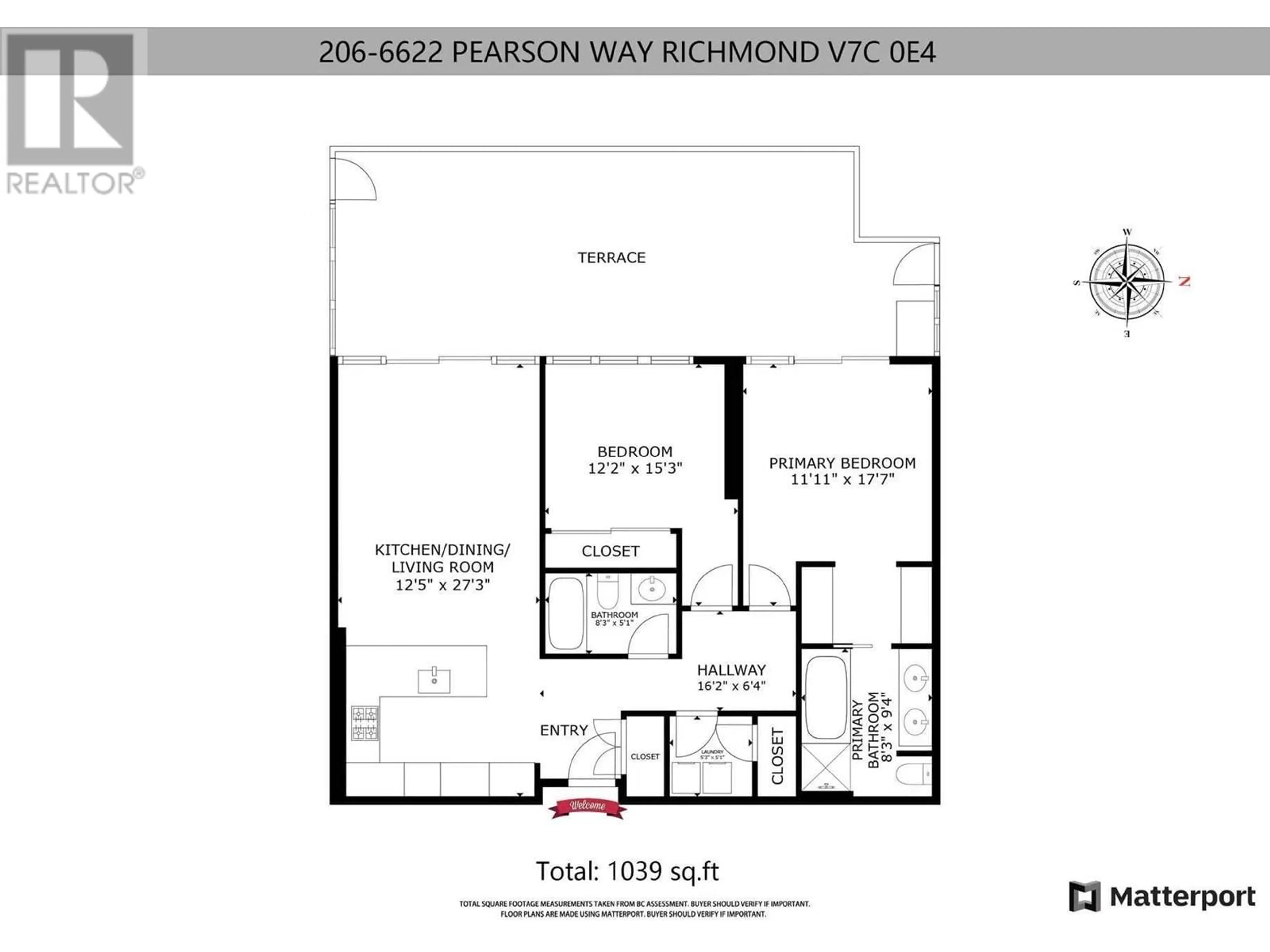 Floor plan for 206 - 6622 PEARSON WAY, Richmond British Columbia V7C0E4
