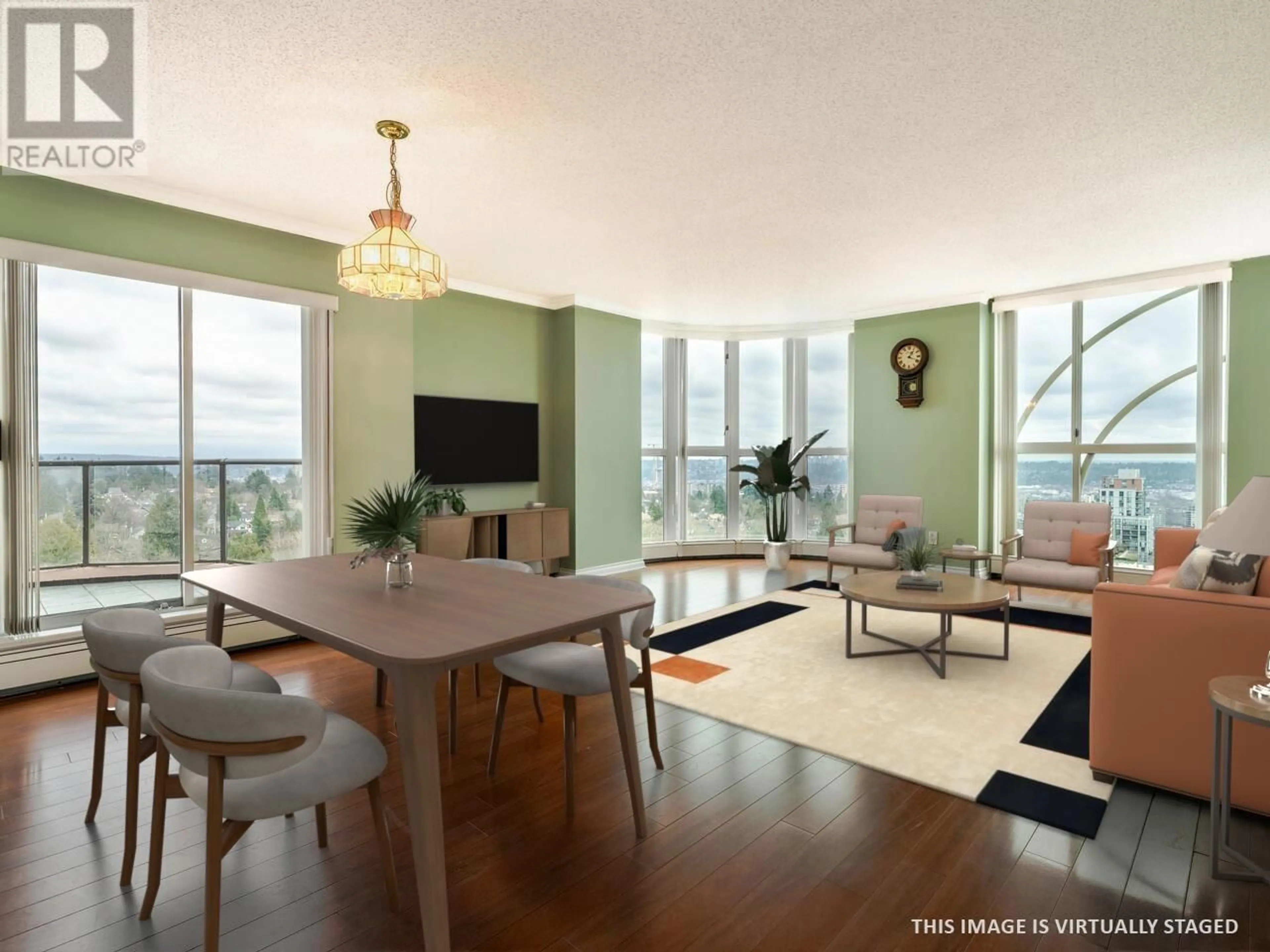 Living room with furniture, wood/laminate floor for 1801 612 FIFTH AVENUE, New Westminster British Columbia V3M1X5