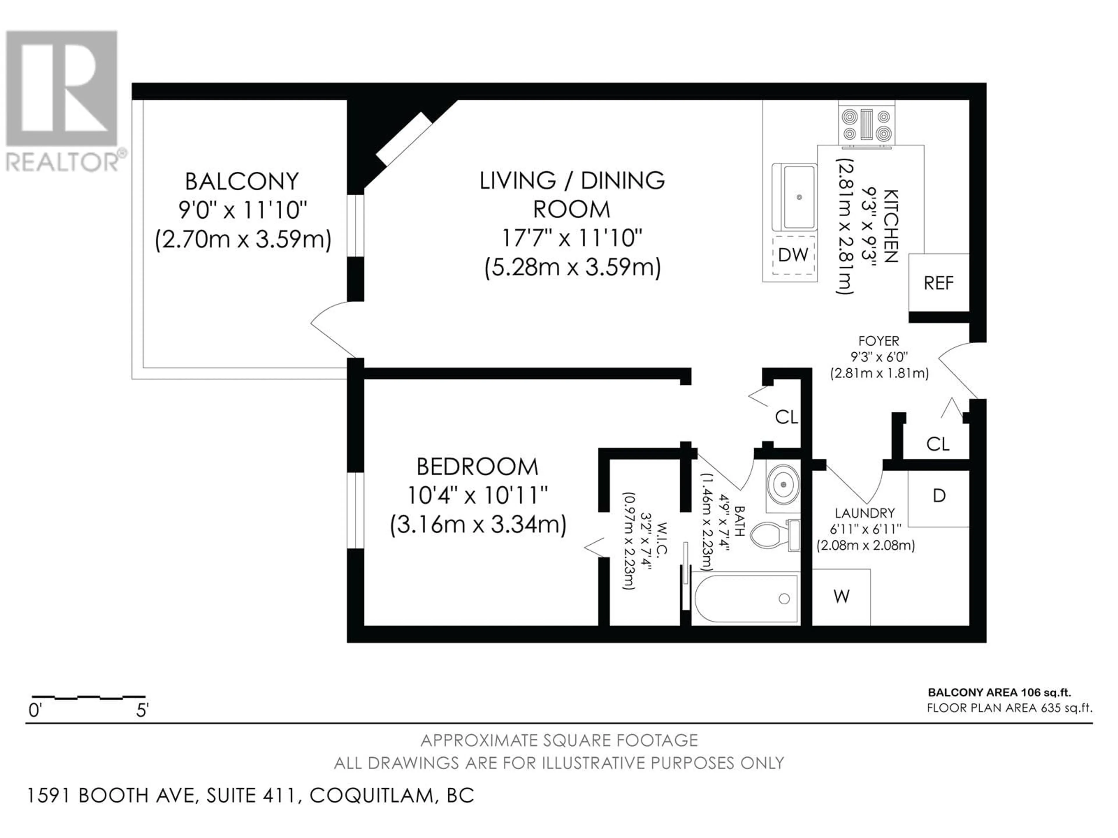 Floor plan for 411 - 1591 BOOTH AVENUE, Coquitlam British Columbia V3K1B7