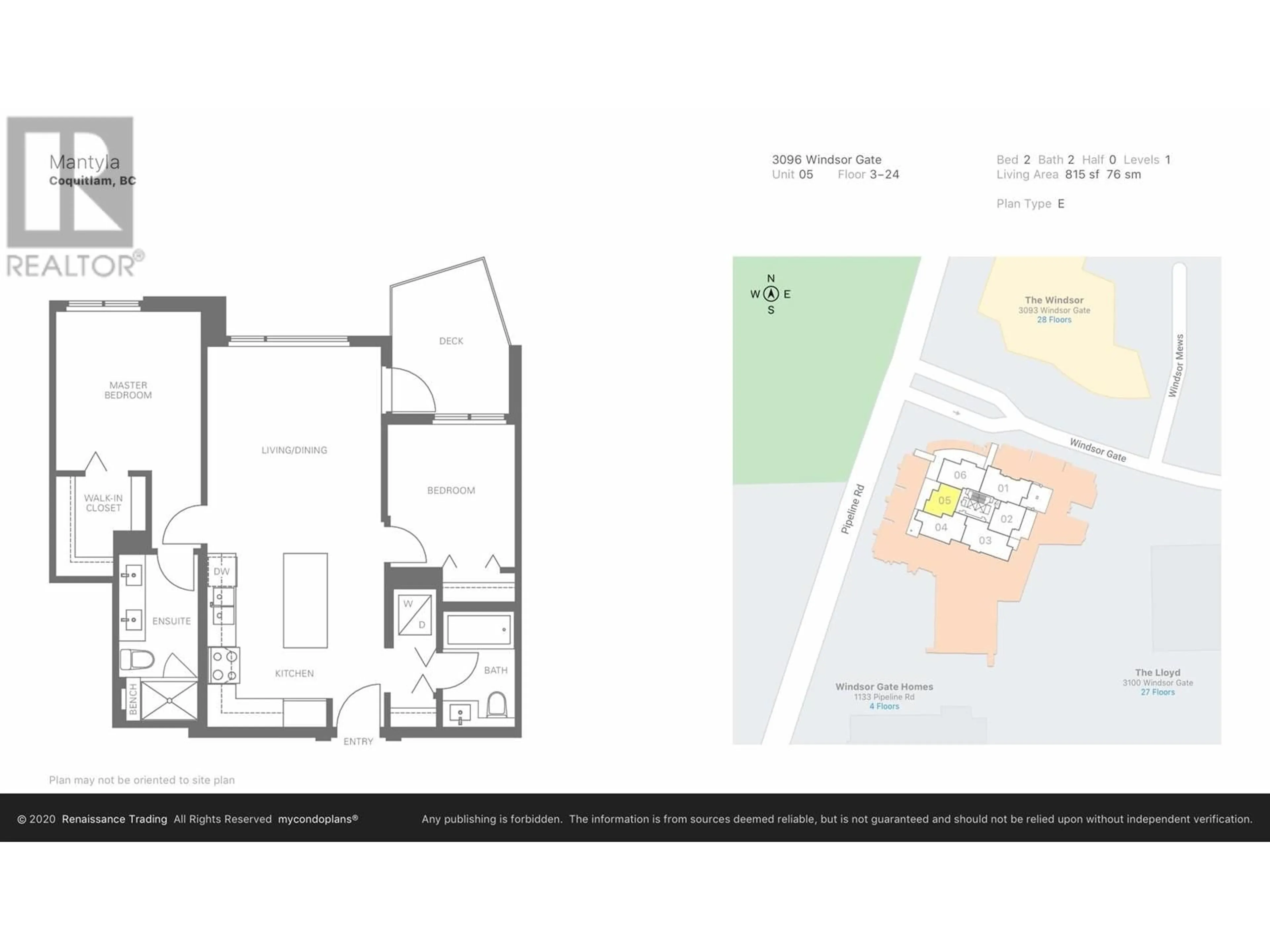 Floor plan for 1605 3096 WINDSOR GATE, Coquitlam British Columbia V3B0P4