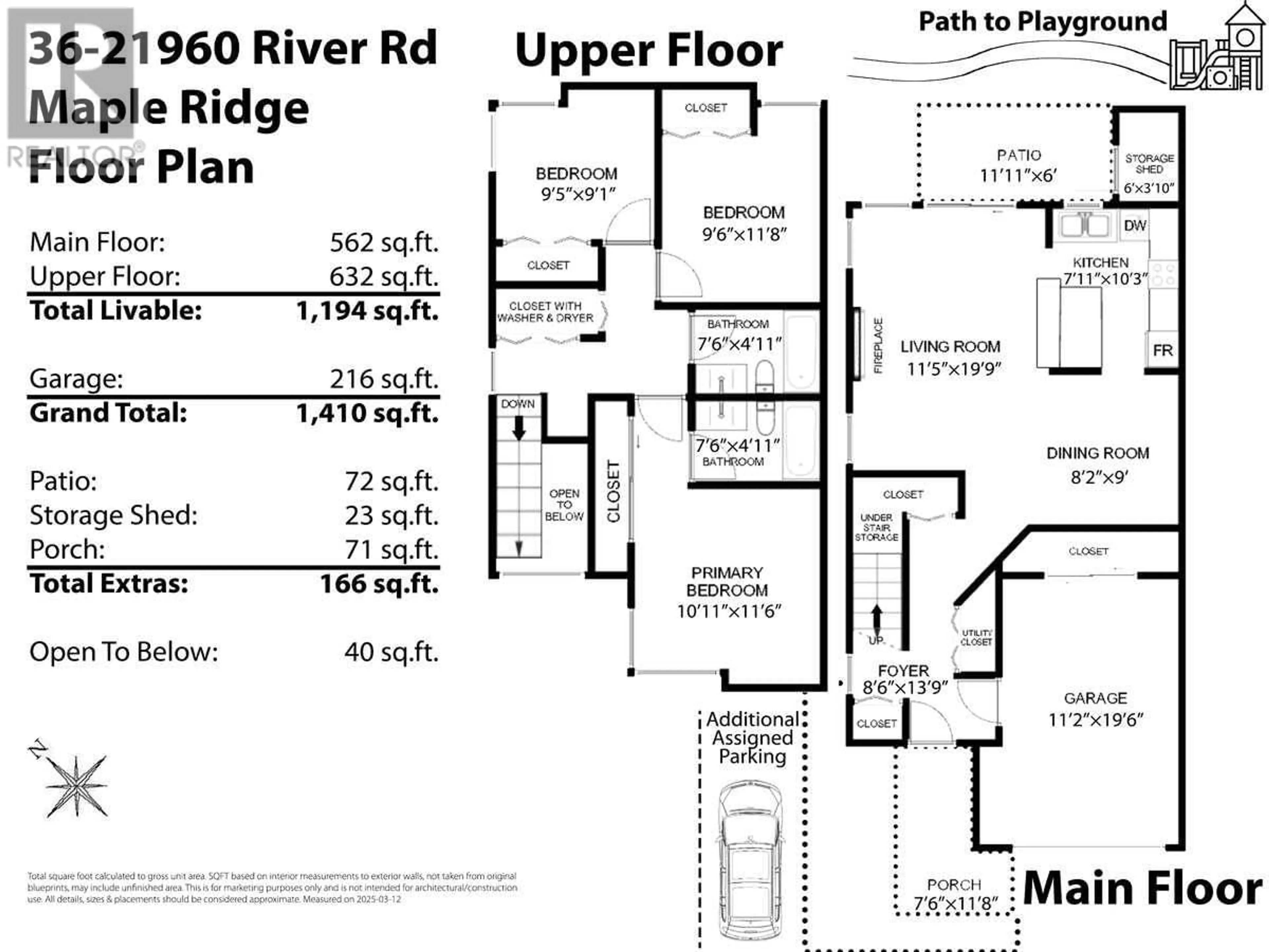 Floor plan for 36 21960 RIVER ROAD, Maple Ridge British Columbia V2X2C3