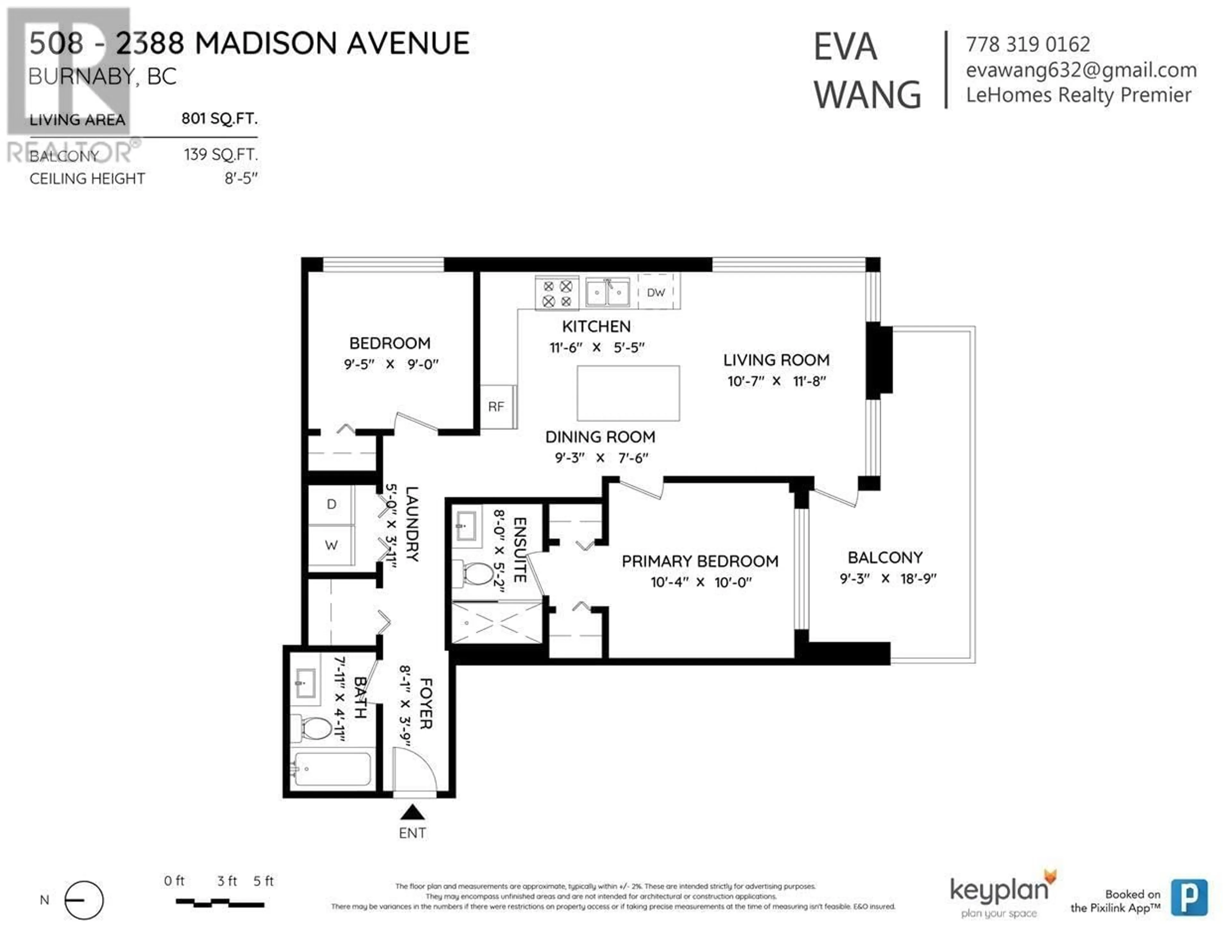 Floor plan for 508 2388 MADISON AVENUE, Burnaby British Columbia V5C0K8