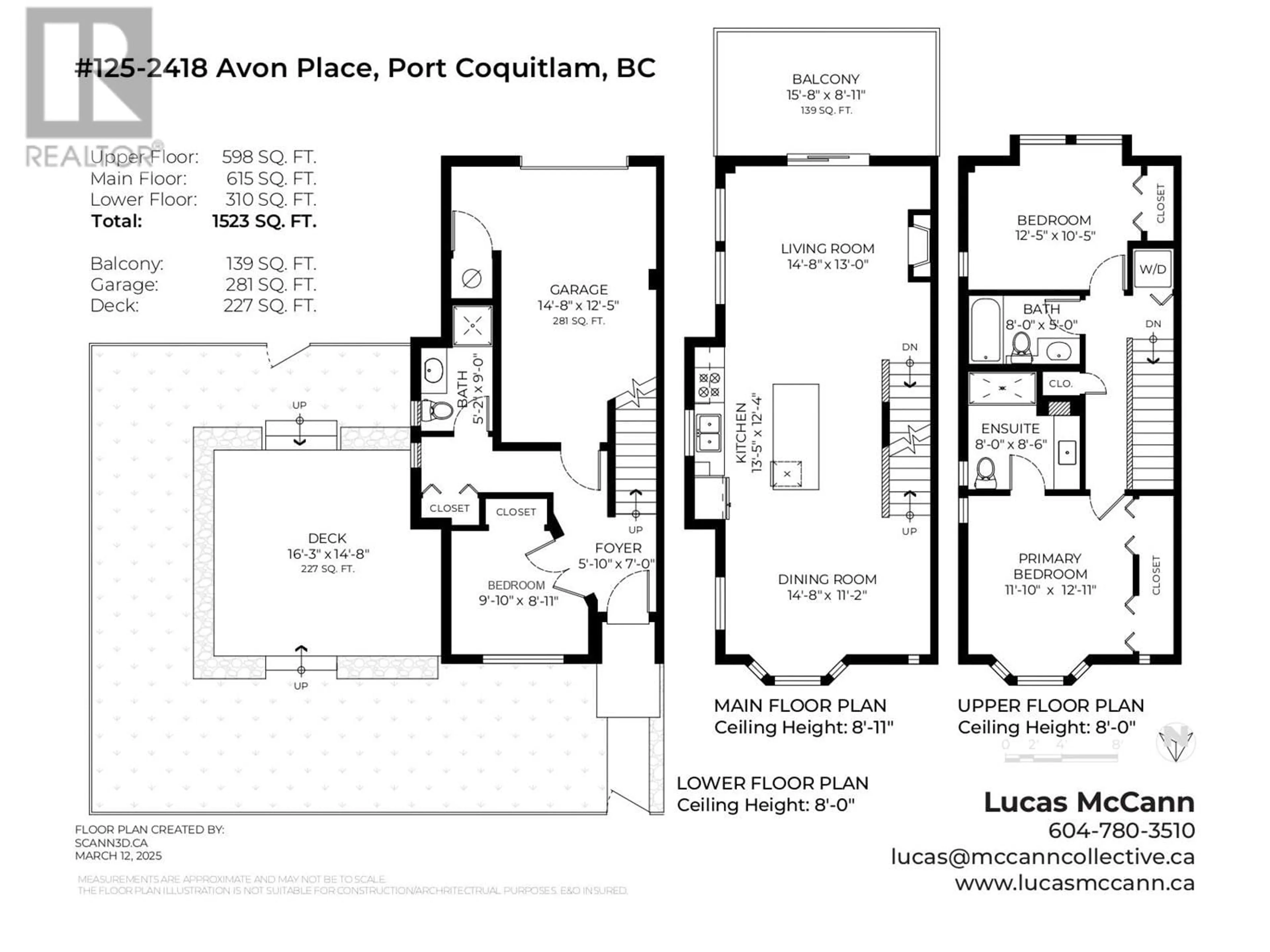 Floor plan for 125 2418 AVON PLACE, Port Coquitlam British Columbia V3B0C7