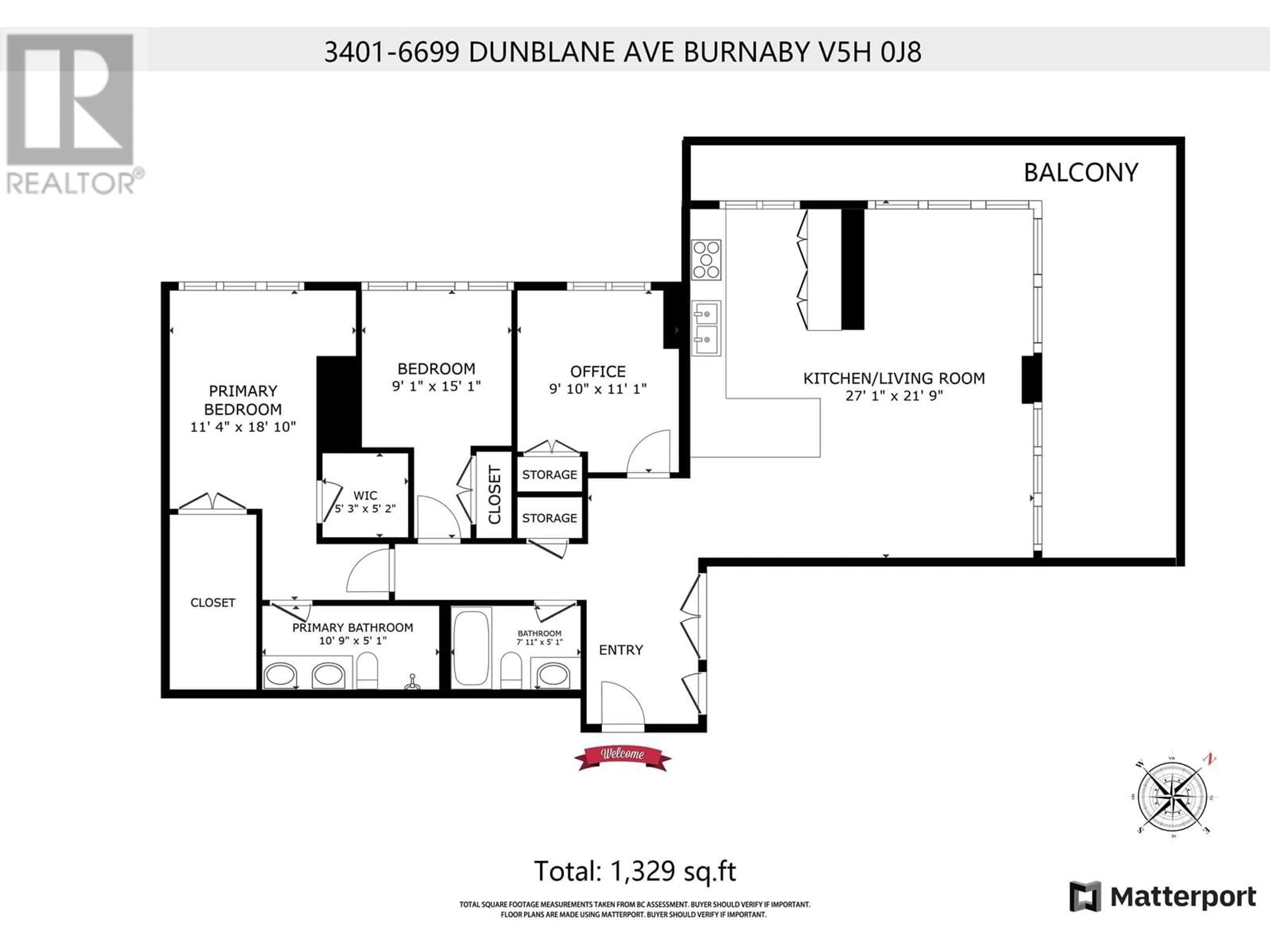 Floor plan for 3401 6699 DUNBLANE AVENUE, Burnaby British Columbia V5H0J8