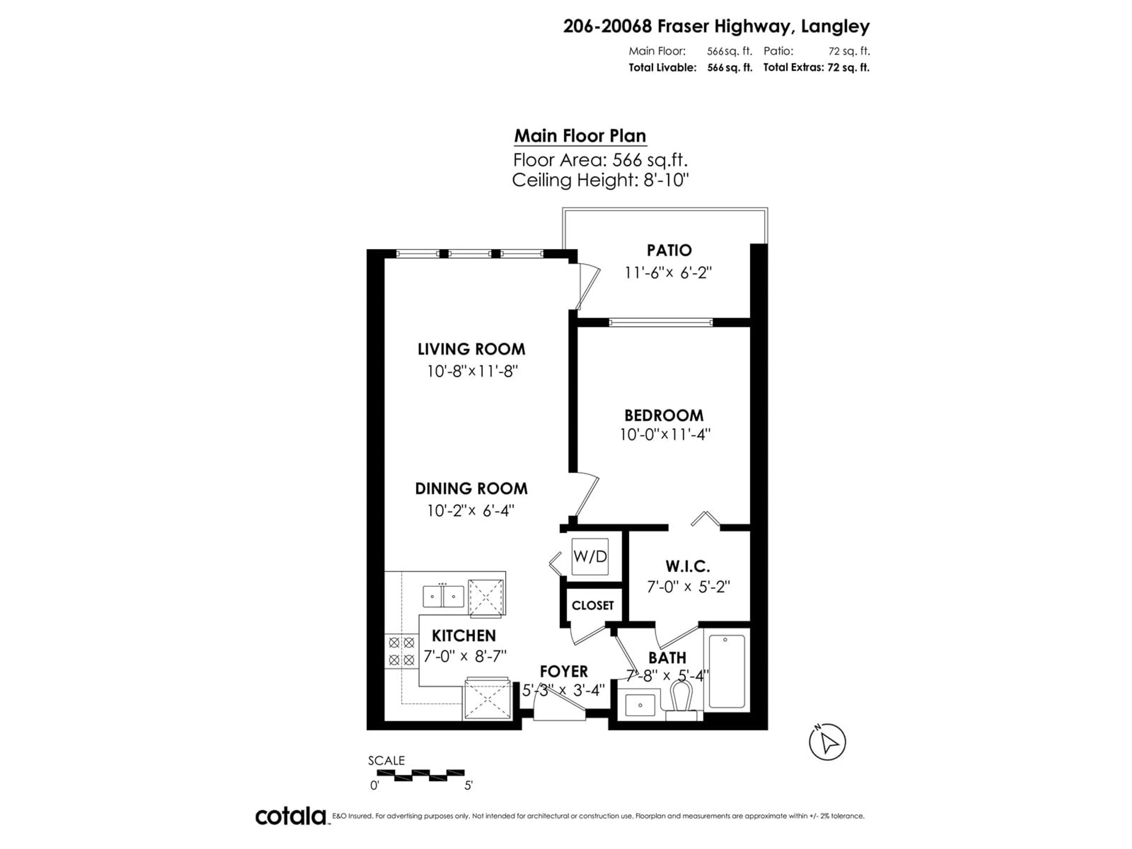 Floor plan for 206 - 20068 FRASER, Langley British Columbia V3A0H2