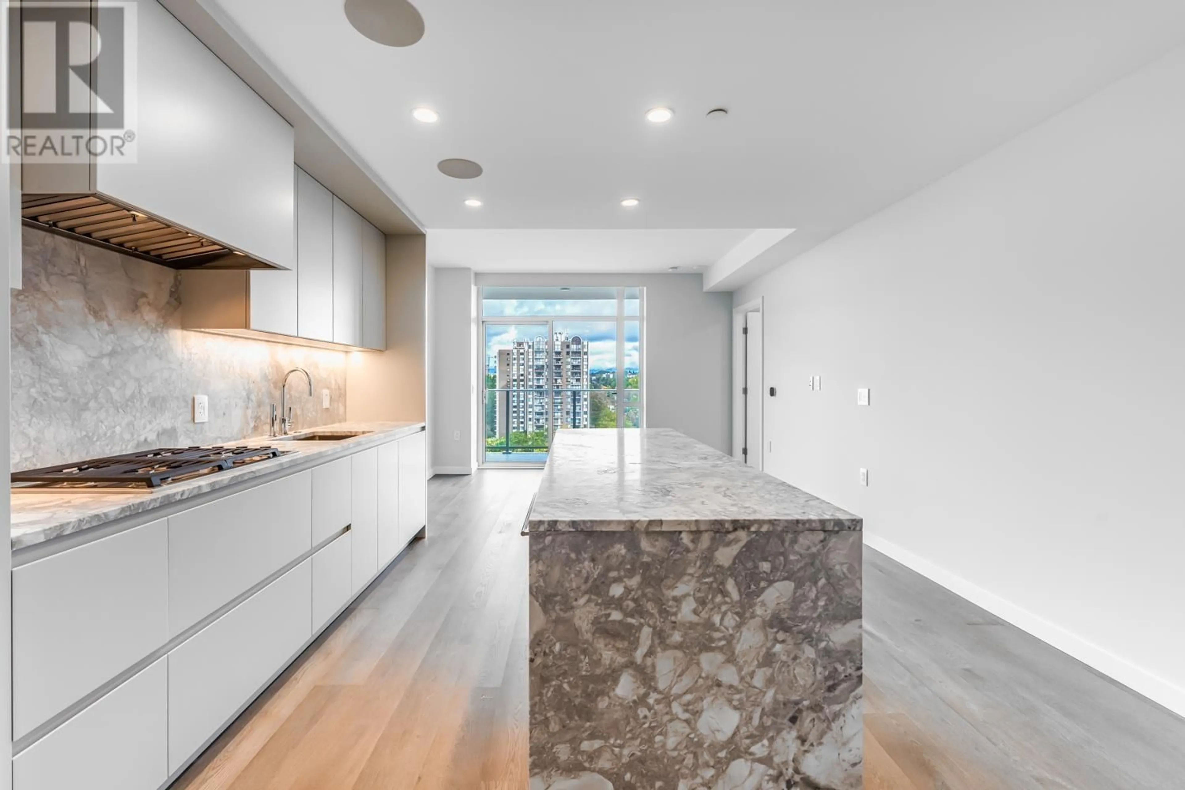 Contemporary kitchen, ceramic/tile floor for 1302 7433 CAMBIE STREET, Vancouver British Columbia V6P0J8