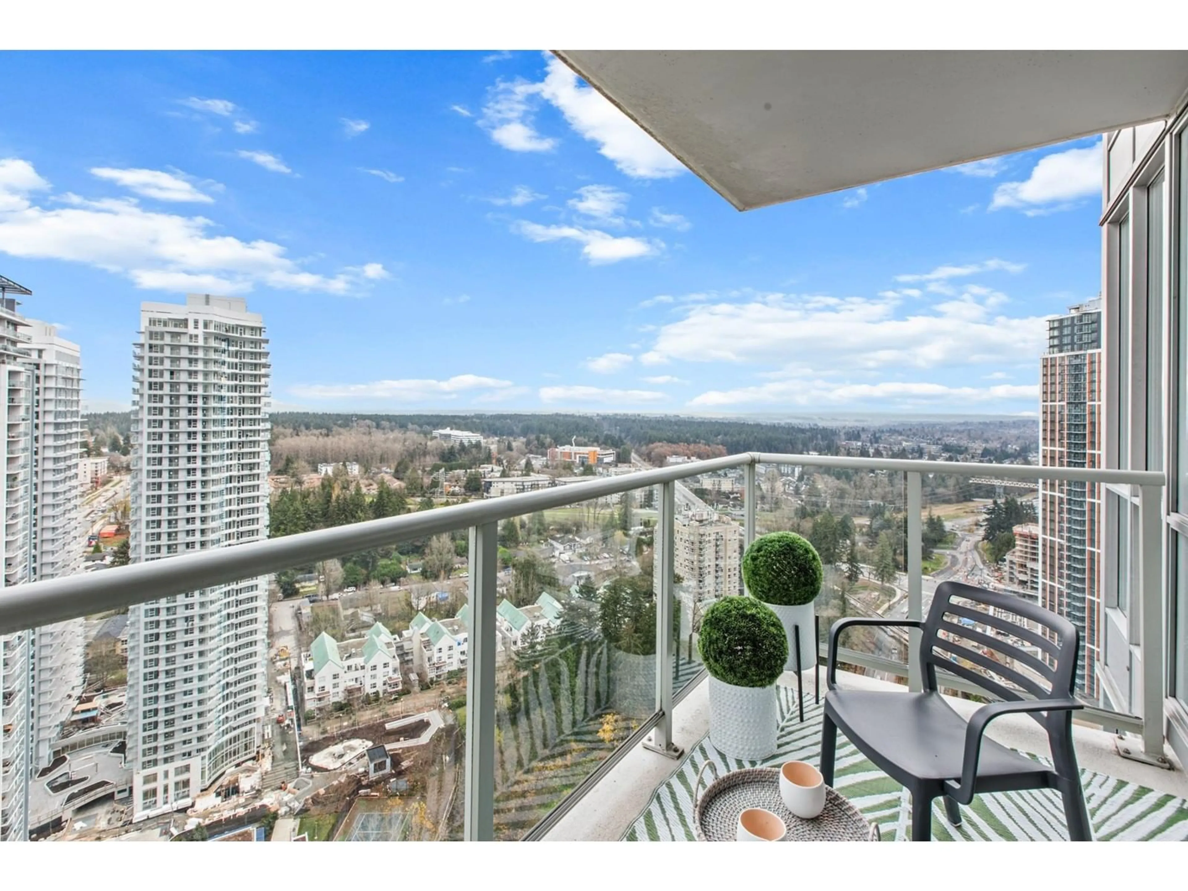 Balcony in the apartment, city buildings view from balcony for 3404 9981 WHALLEY BOULEVARD, Surrey British Columbia V3T0G6