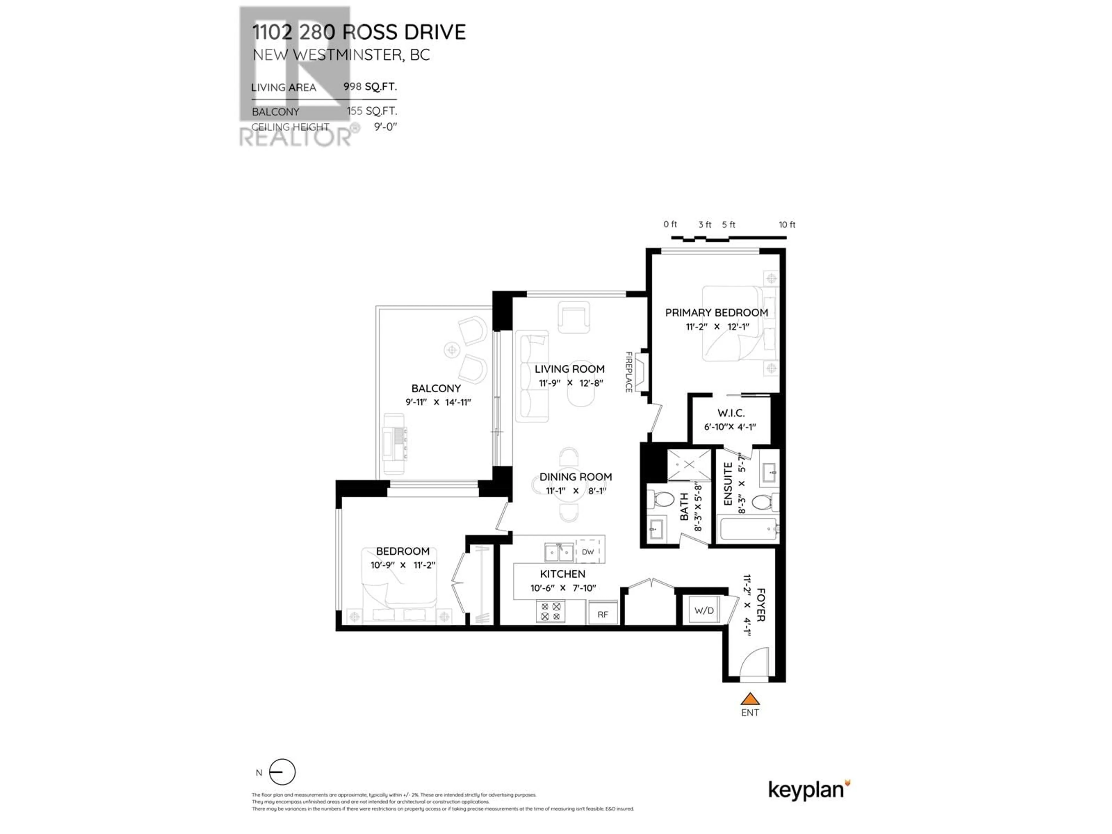 Floor plan for 1102 280 ROSS DRIVE, New Westminster British Columbia V3L0C2