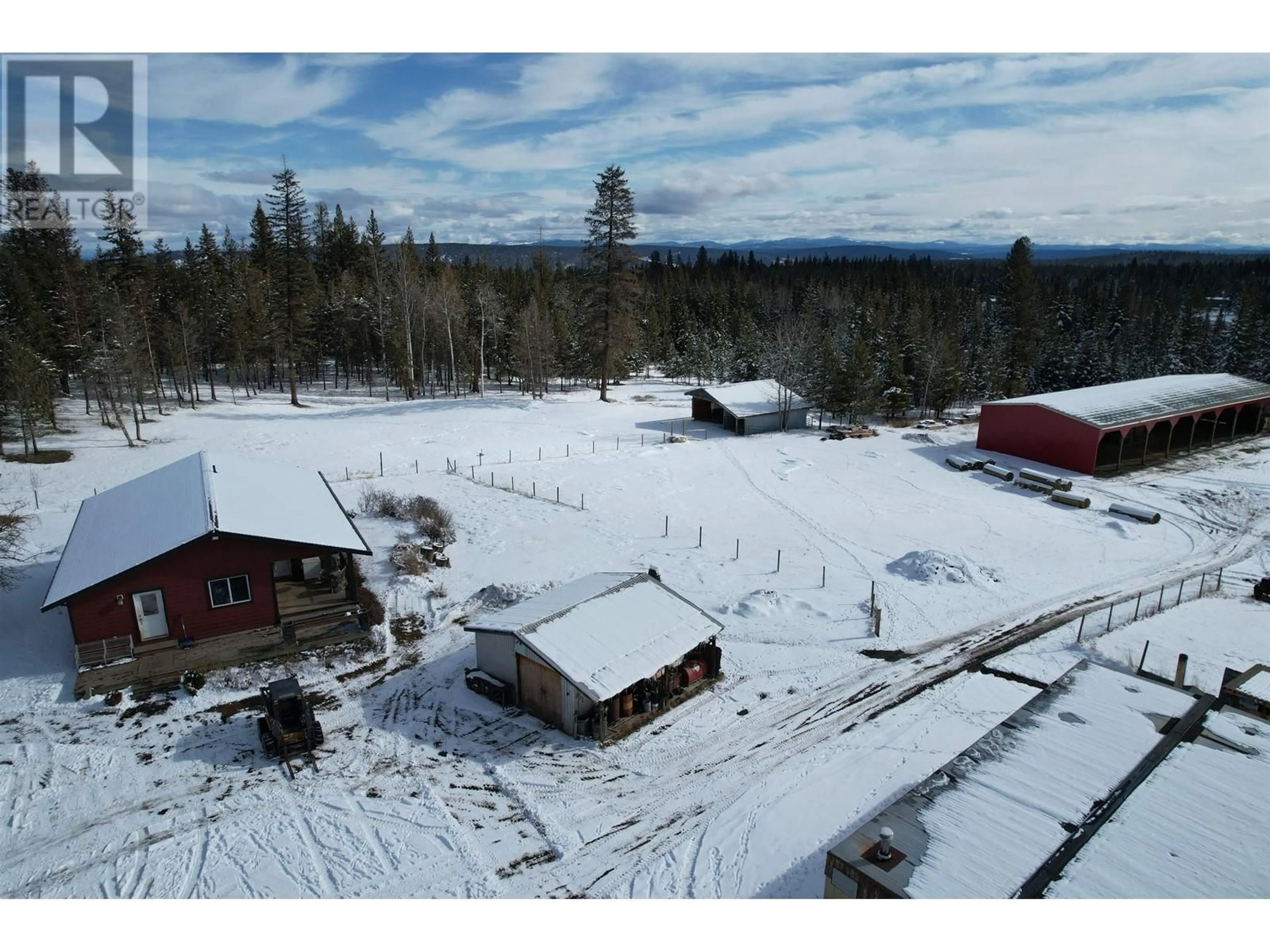 A pic from outside/outdoor area/front of a property/back of a property/a pic from drone, mountain view for 6691 CARIBOO 97 HIGHWAY, 100 Mile House British Columbia V0K2E2