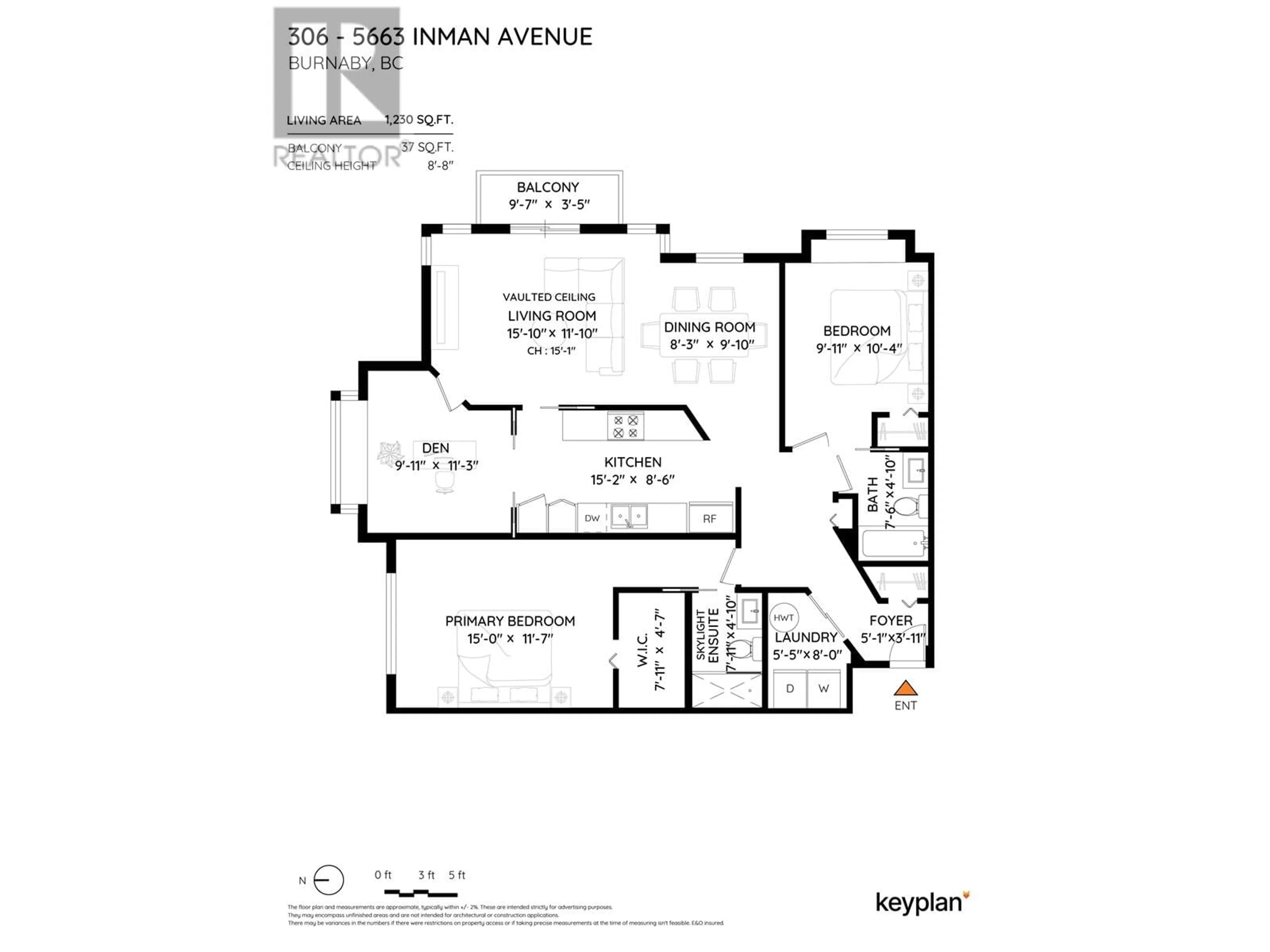 Floor plan for 306 - 5663 INMAN AVENUE, Burnaby British Columbia V5H2M2