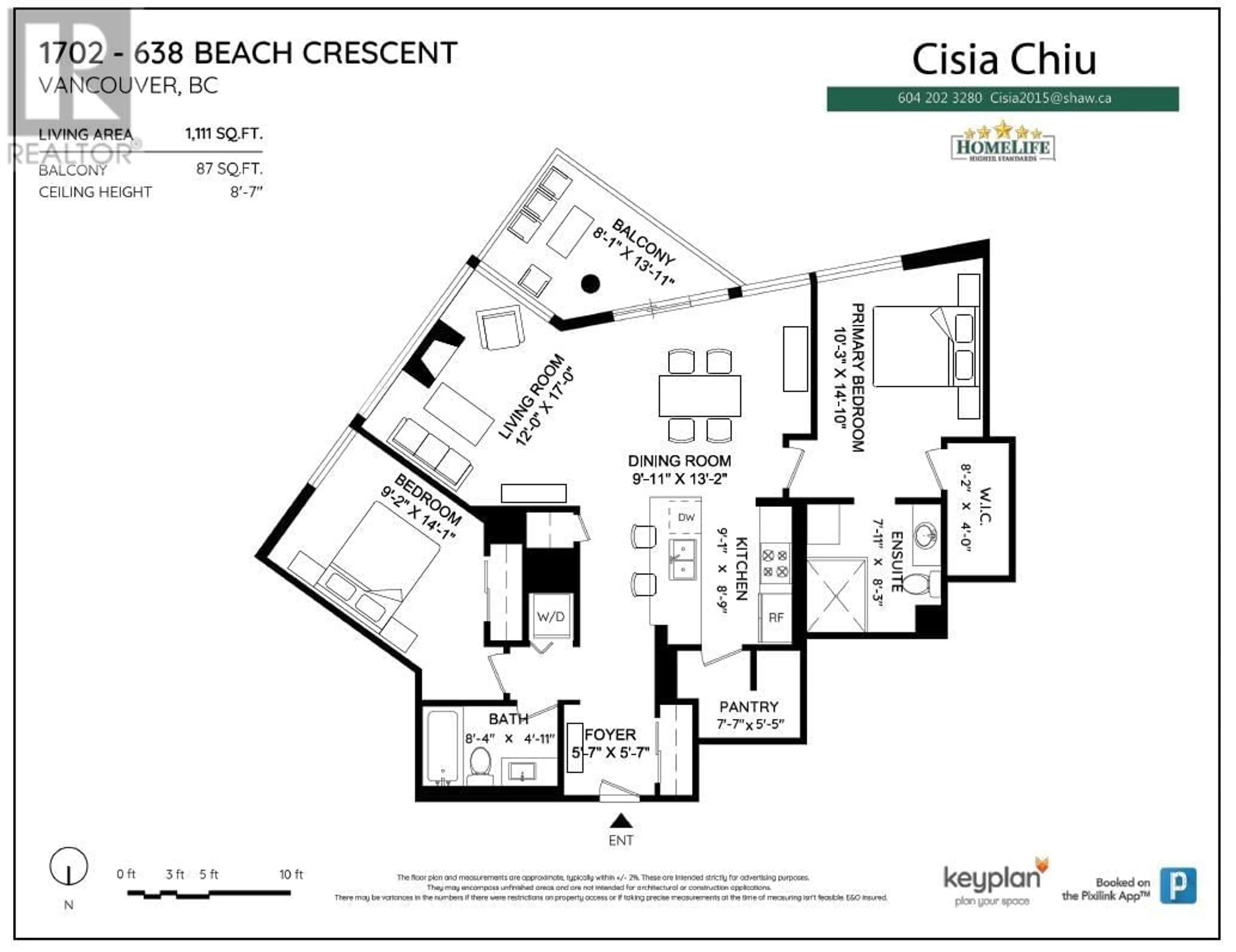 Floor plan for 1702 638 BEACH CRESCENT, Vancouver British Columbia V6Z3H4