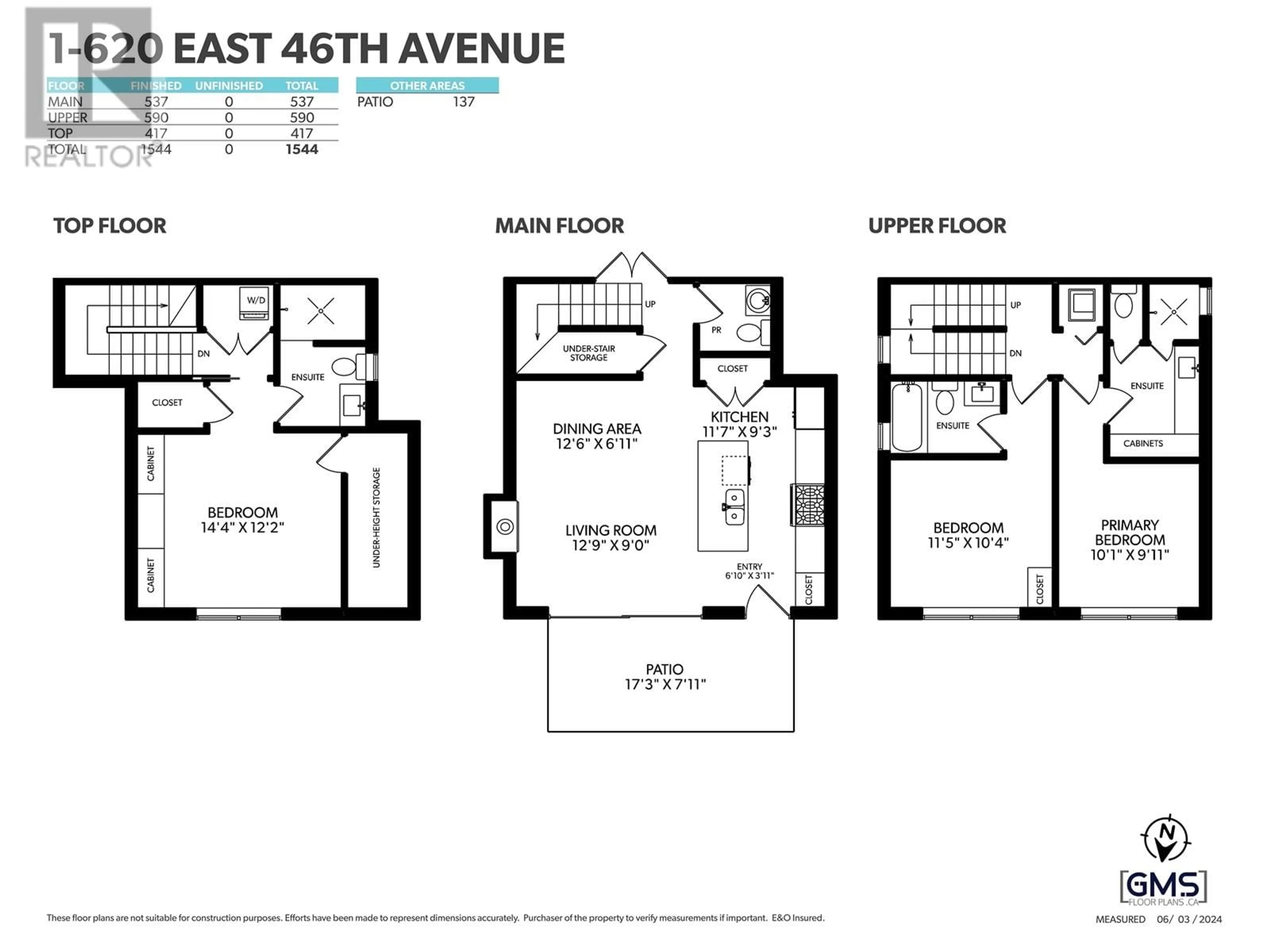 Floor plan for 1 - 638 46TH AVENUE, Vancouver British Columbia V5W2A3