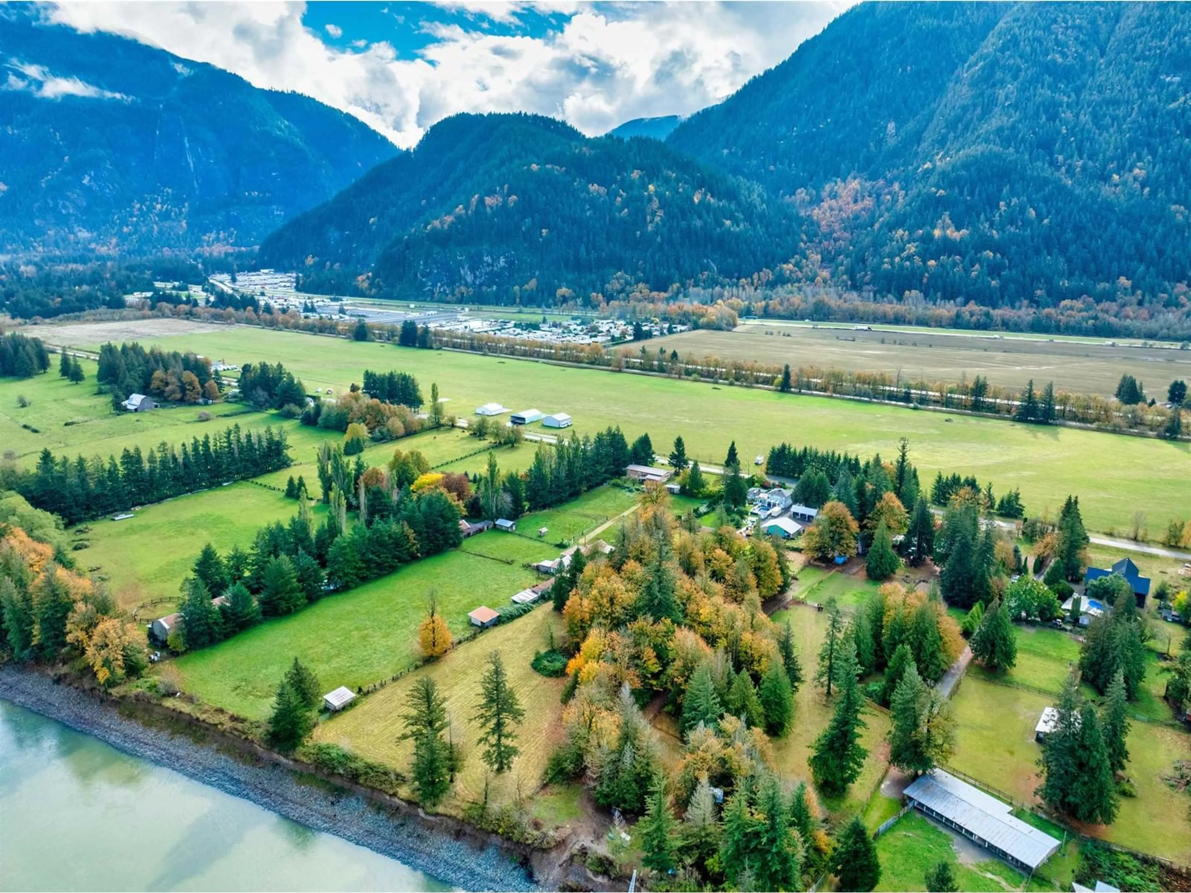 A pic from outside/outdoor area/front of a property/back of a property/a pic from drone, water/lake/river/ocean view for 62525 AIRPORT ROAD, Hope British Columbia V0X1L2