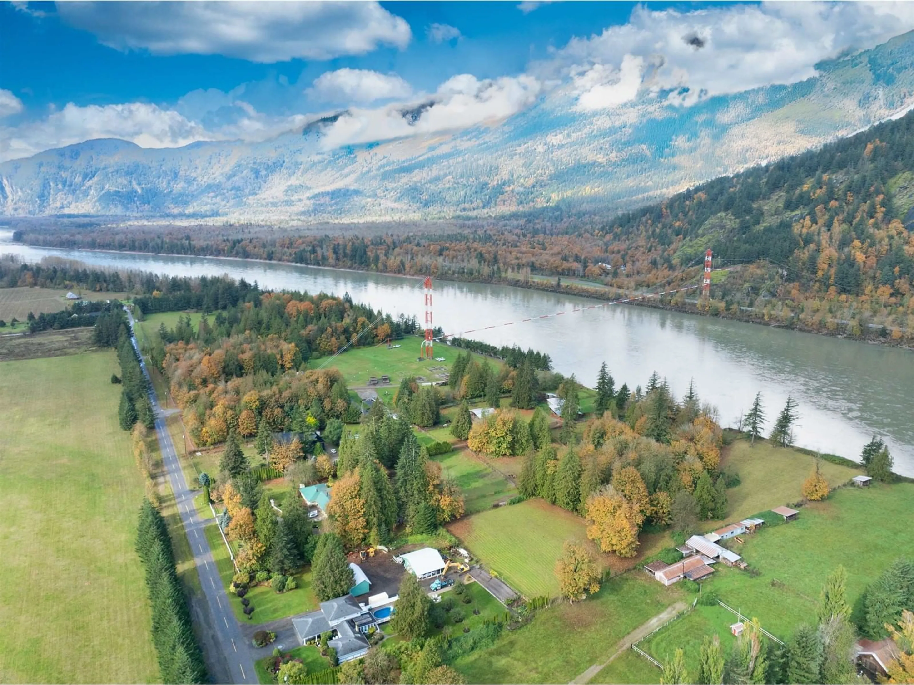 A pic from outside/outdoor area/front of a property/back of a property/a pic from drone, water/lake/river/ocean view for 62525 AIRPORT ROAD, Hope British Columbia V0X1L2