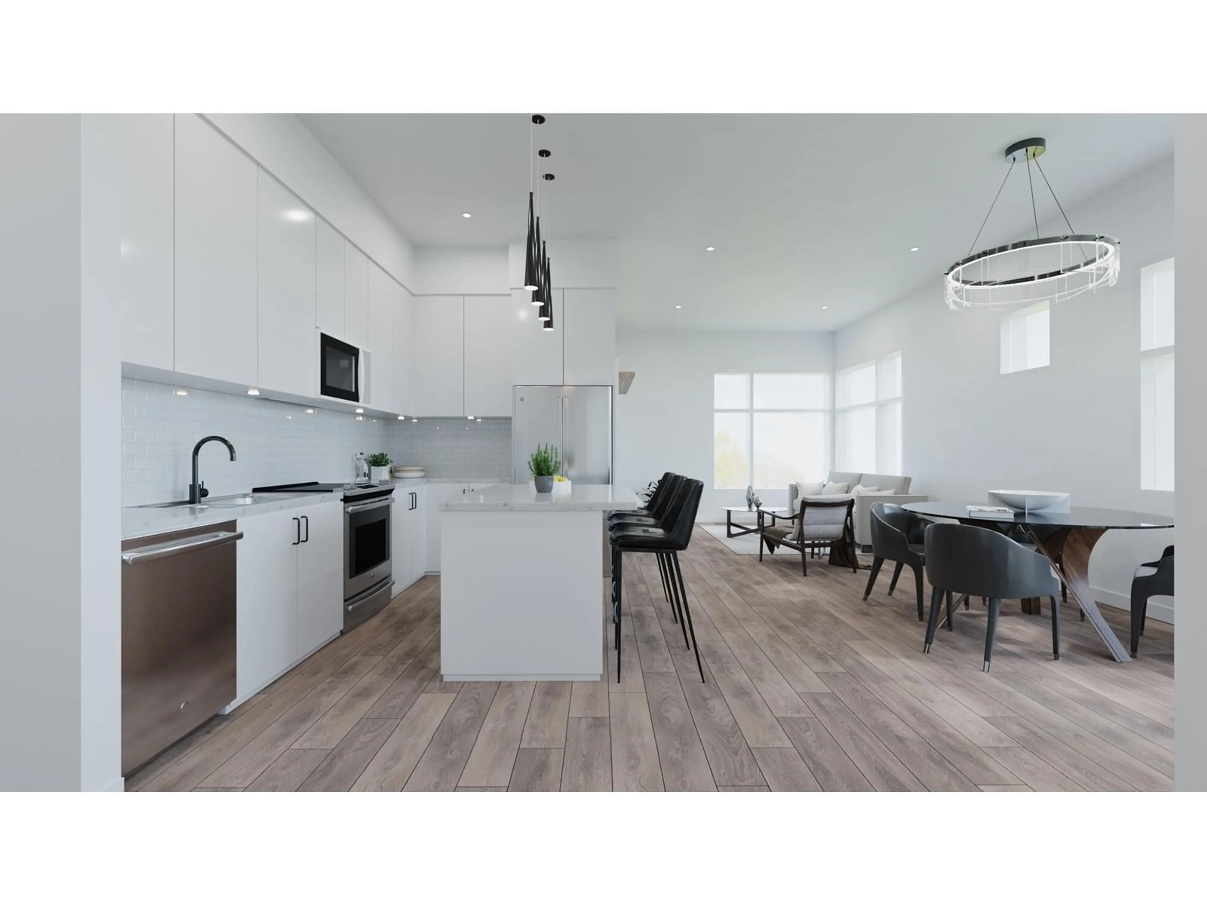 Open concept kitchen, wood/laminate floor for 313 - 163 175A, Surrey British Columbia V0V0V0