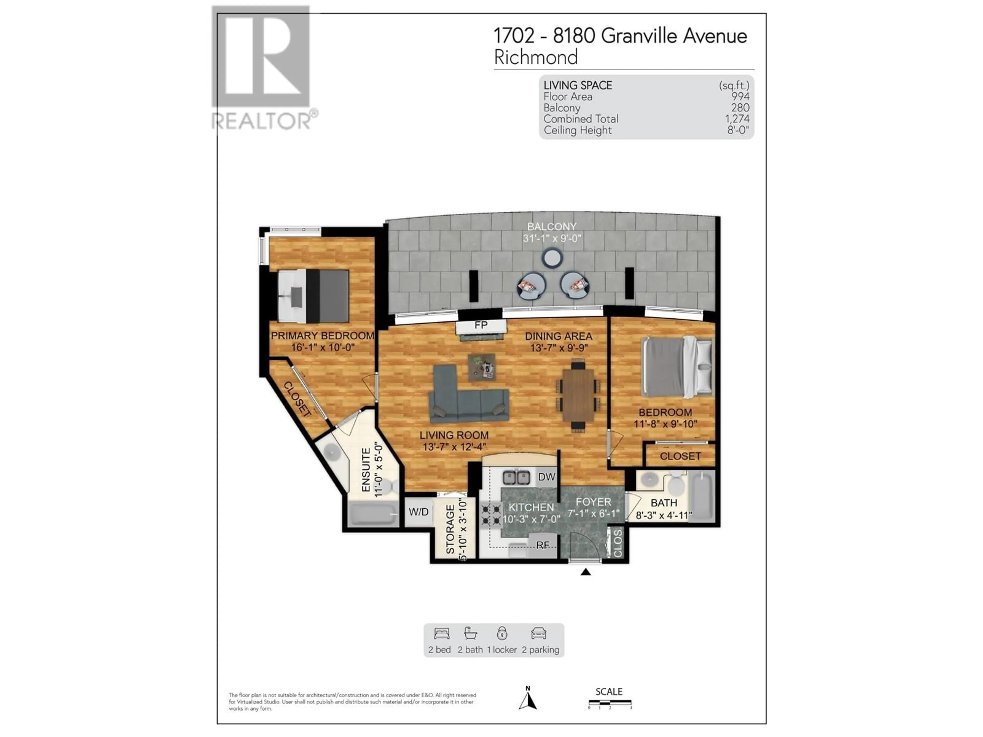 Floor plan for 1702 - 8180 GRANVILLE AVENUE, Richmond British Columbia V6Y4G1
