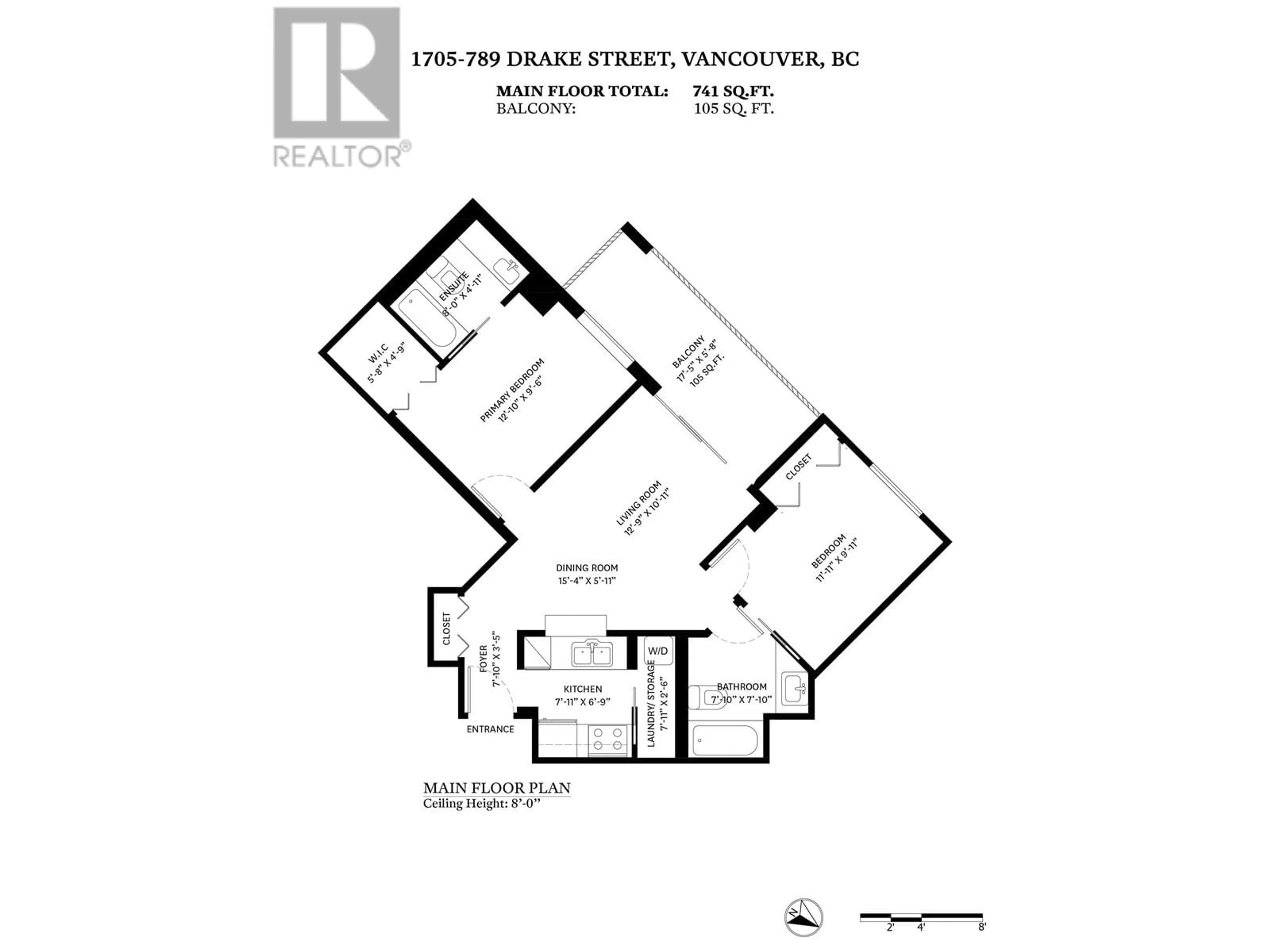 Floor plan for 1705 - 789 DRAKE STREET, Vancouver British Columbia V6Z2N7