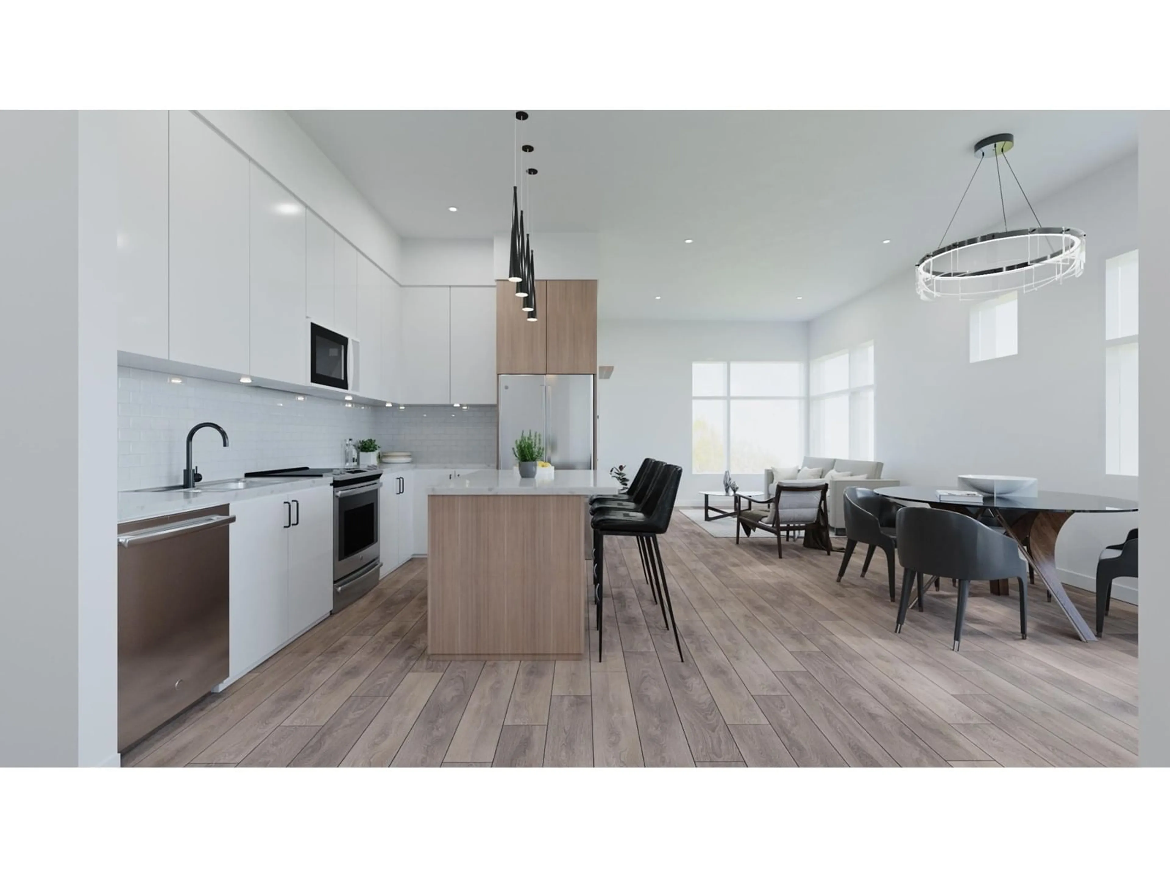 Open concept kitchen, wood/laminate floor for 317 163 175A STREET, Surrey British Columbia V0V0V0