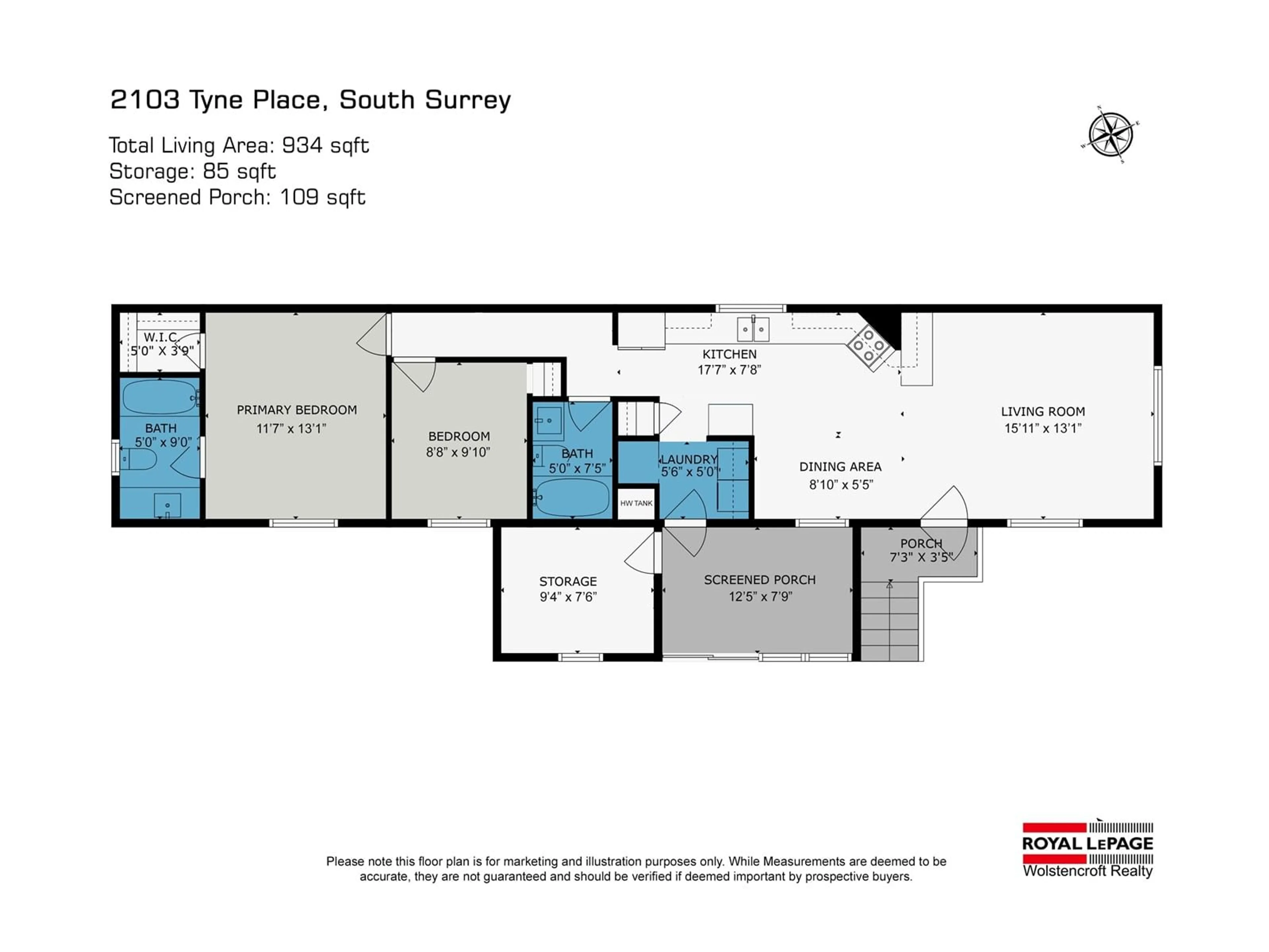 Floor plan for 2103 TYNE, Surrey British Columbia V4A5K6