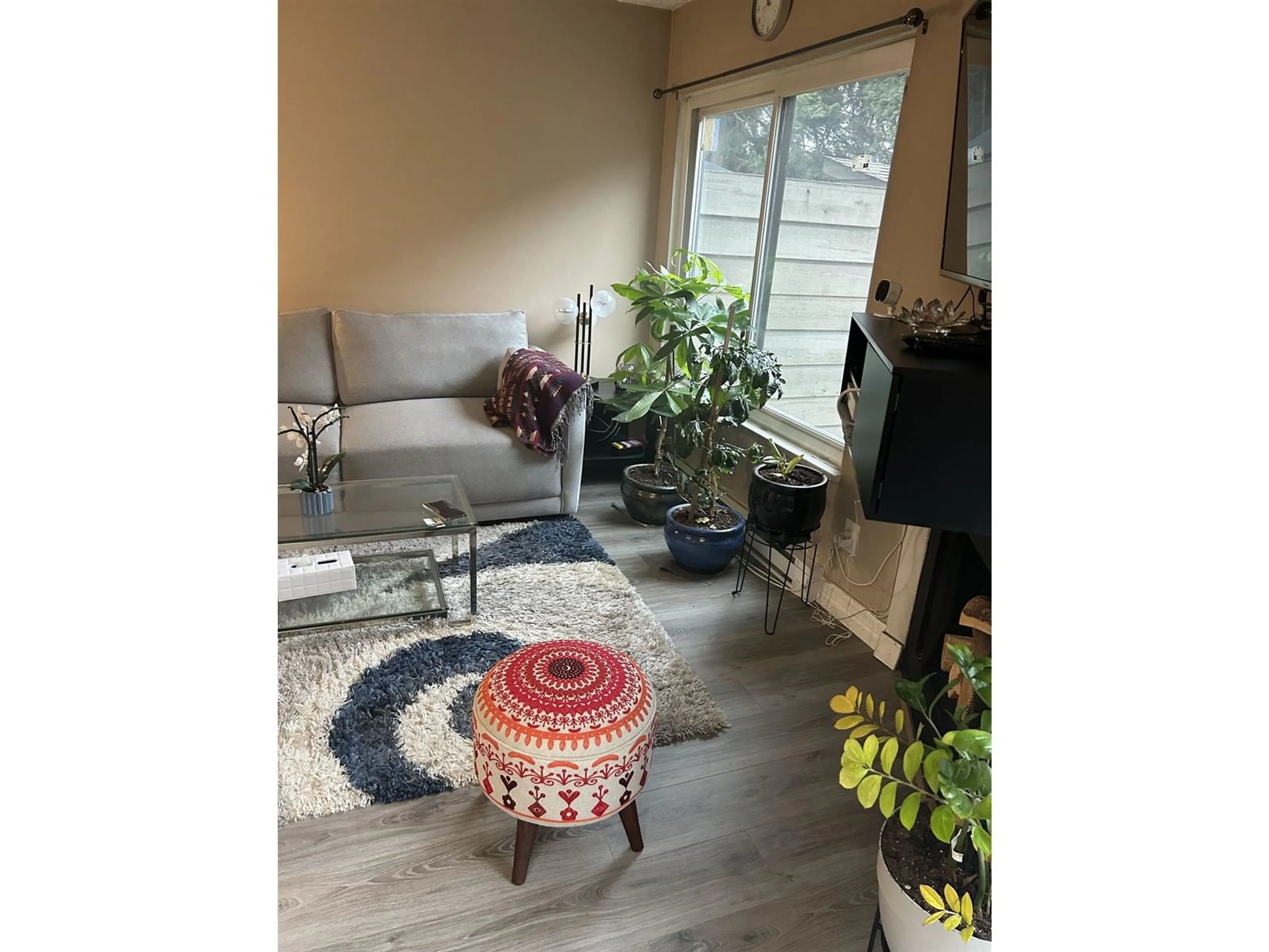Living room with furniture, wood/laminate floor for 100 - 6622 BAKER, Delta British Columbia V4E2V1