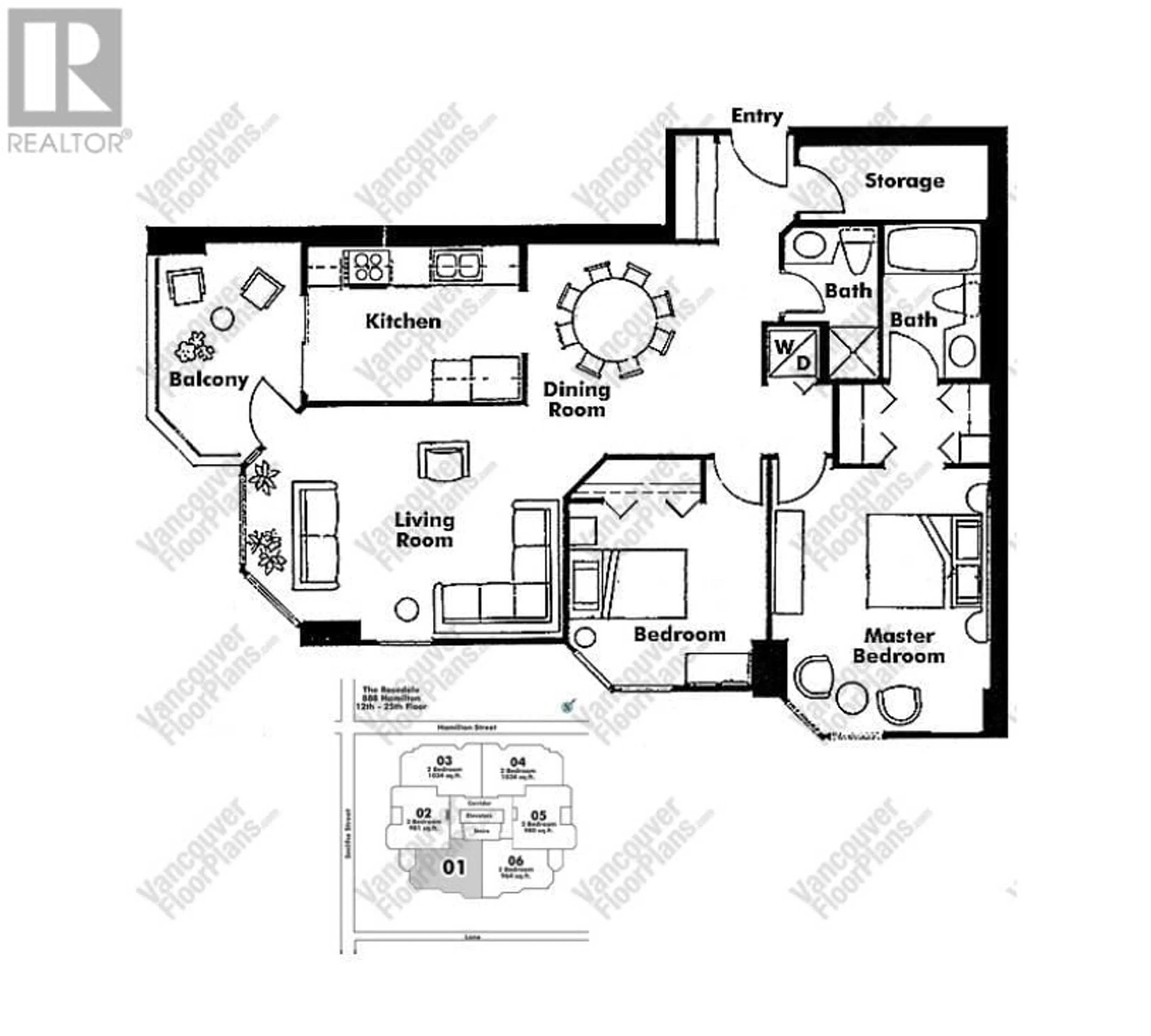 Floor plan for 2101 888 HAMILTON STREET, Vancouver British Columbia V6B5W4