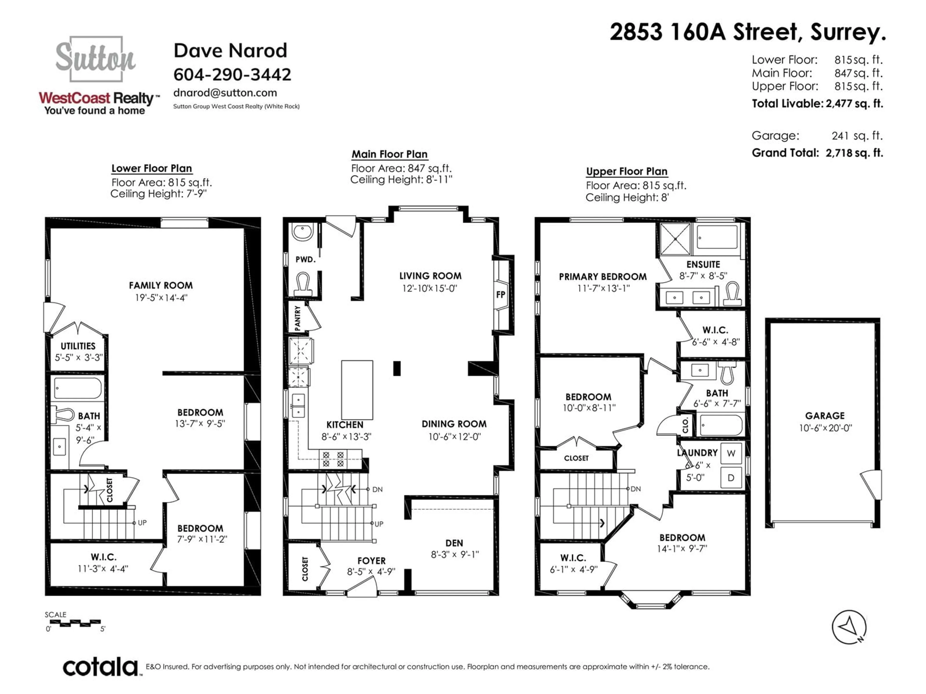 Floor plan for 2853 160A, Surrey British Columbia V3S3Y6