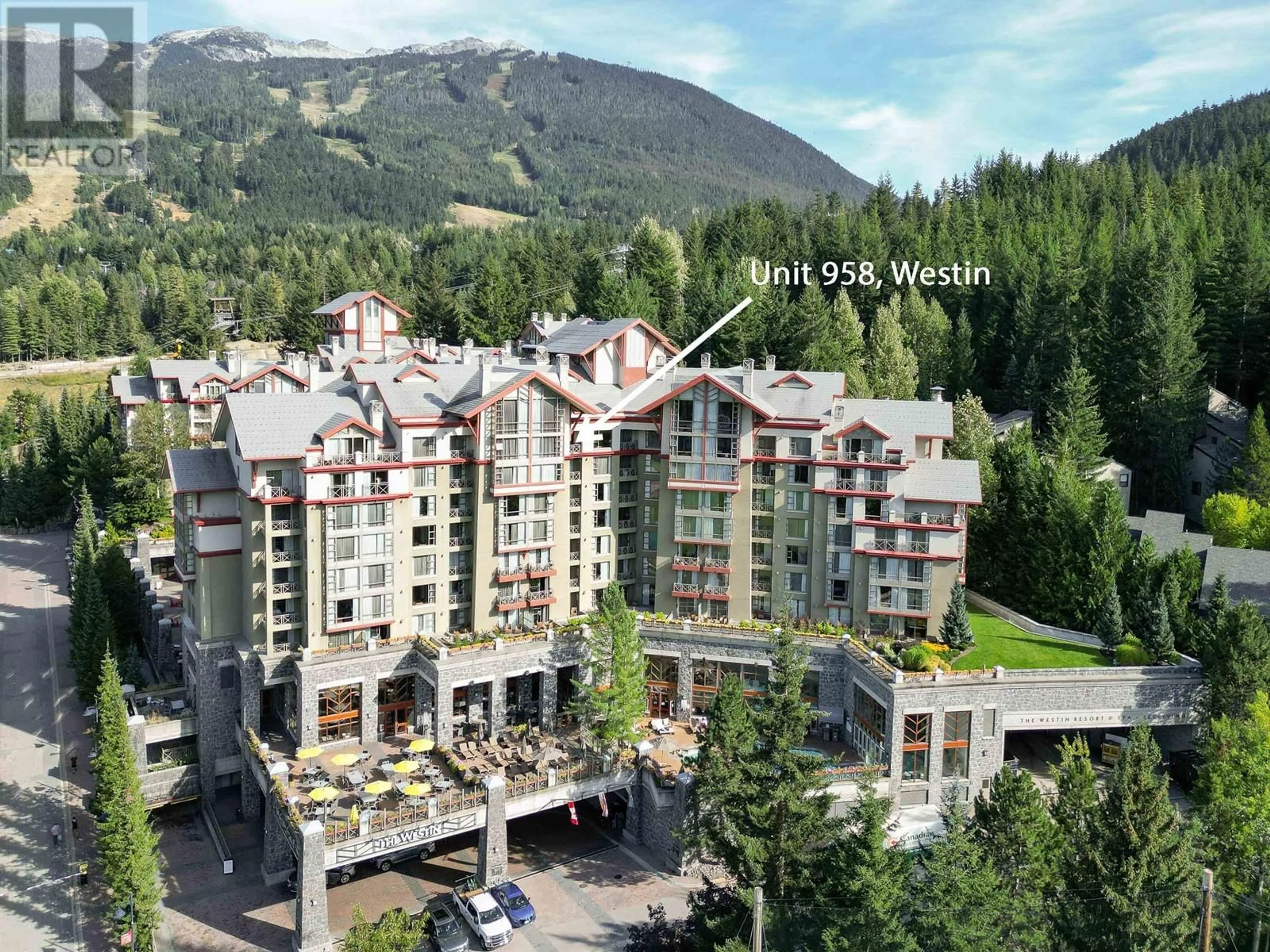 A pic from outside/outdoor area/front of a property/back of a property/a pic from drone, mountain view for 958 - 4090 WHISTLER WAY, Whistler British Columbia V8E1J3