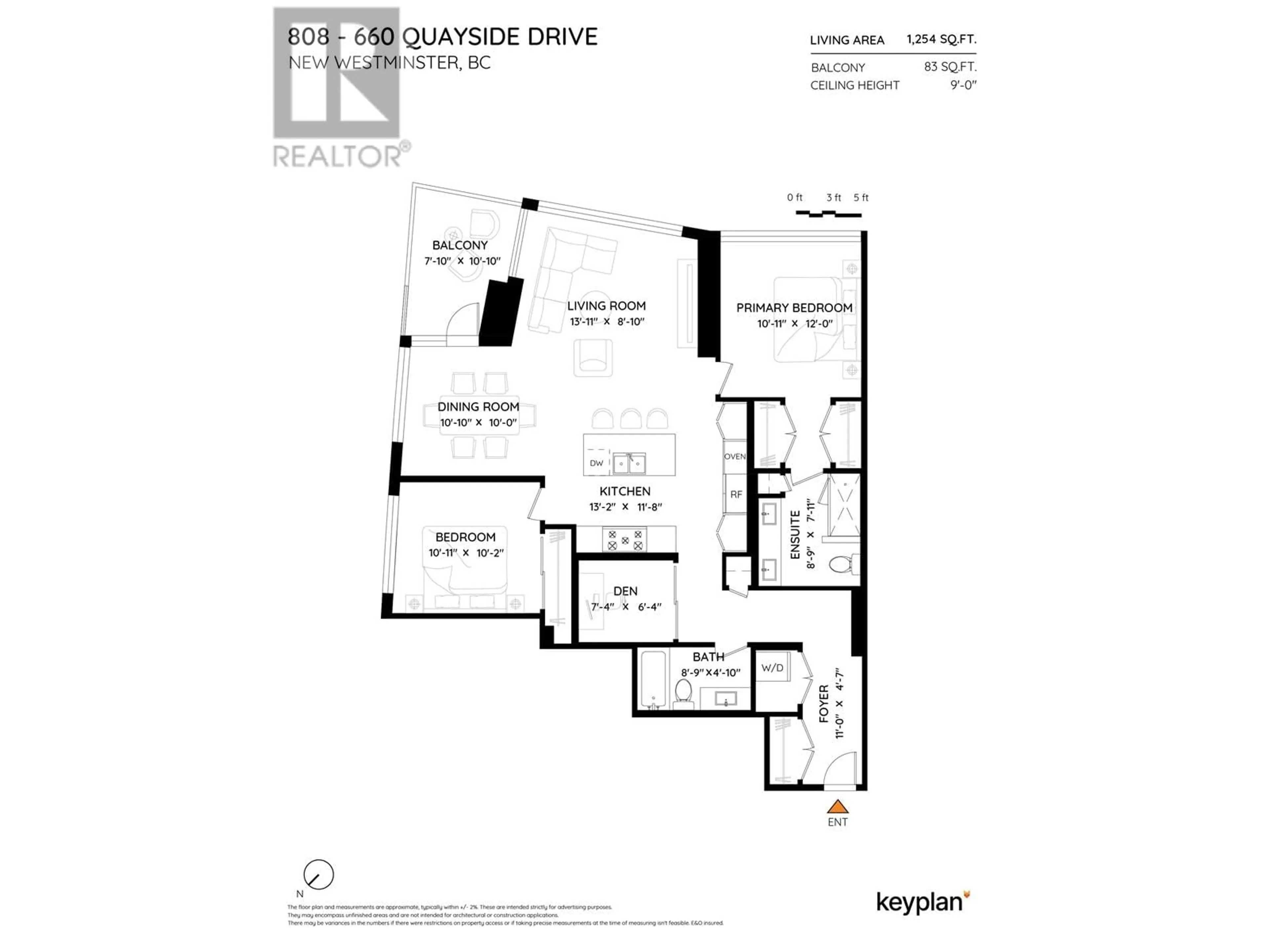 Floor plan for 808 - 660 QUAYSIDE DRIVE, New Westminster British Columbia V3M0P1