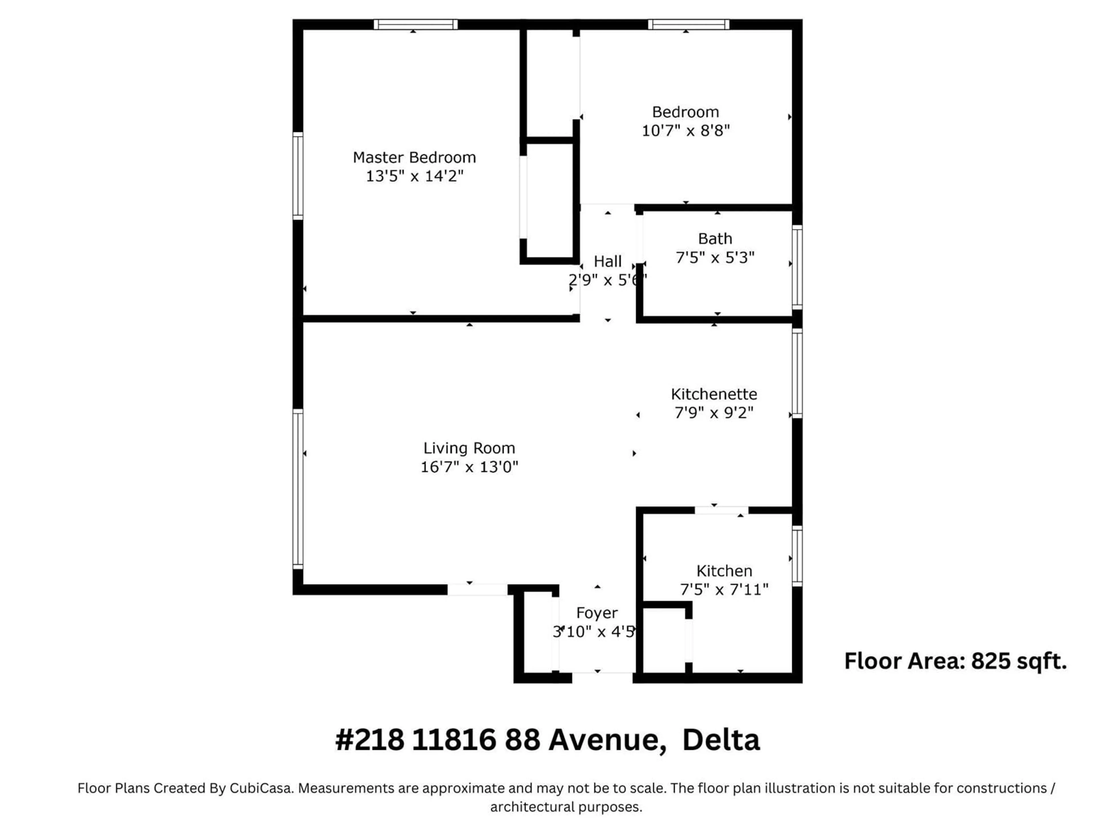 Floor plan for 218 - 11816 88, Delta British Columbia V4C3C5