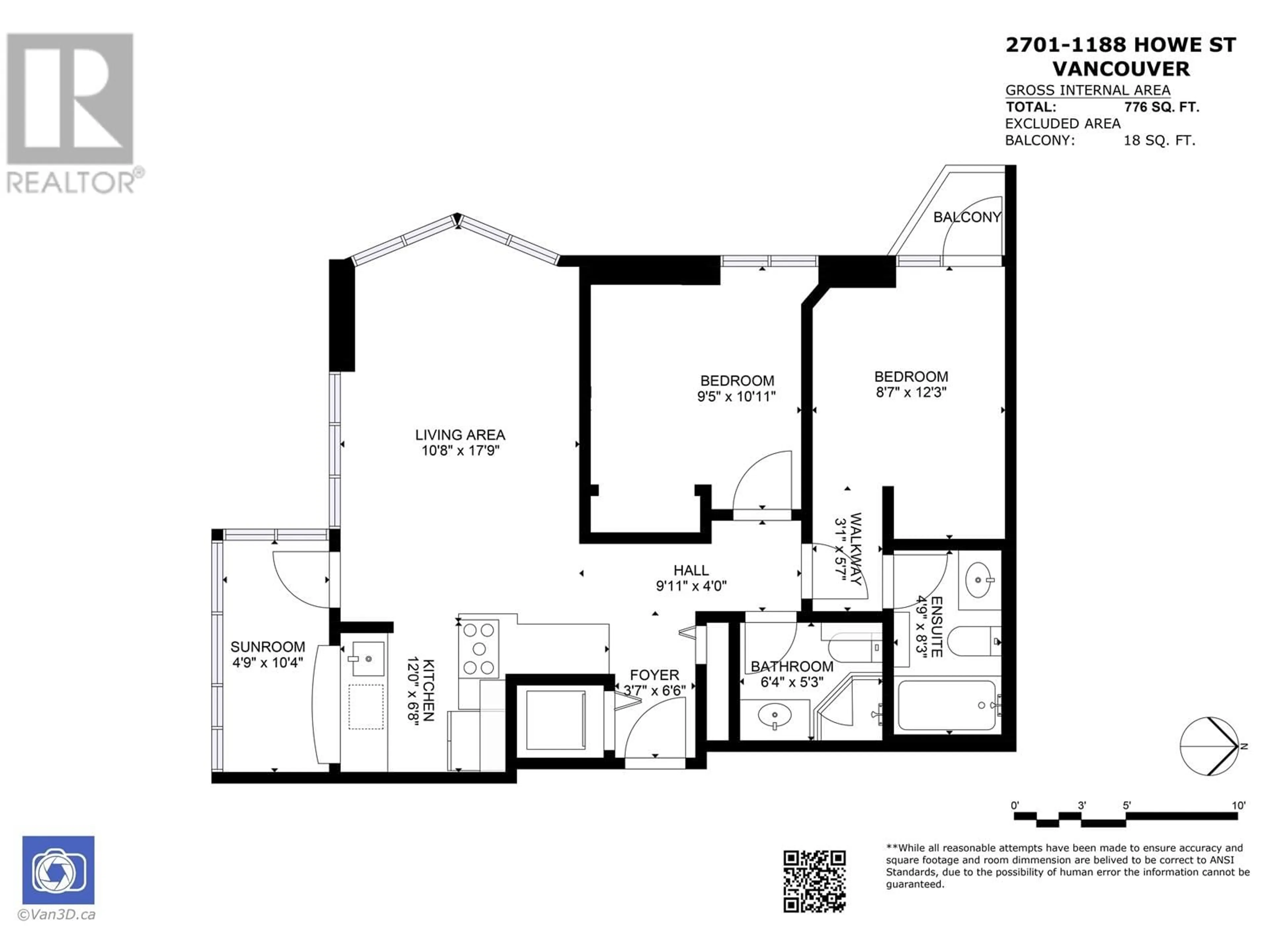Floor plan for 2701 - 1188 HOWE STREET, Vancouver British Columbia V6Z2S8