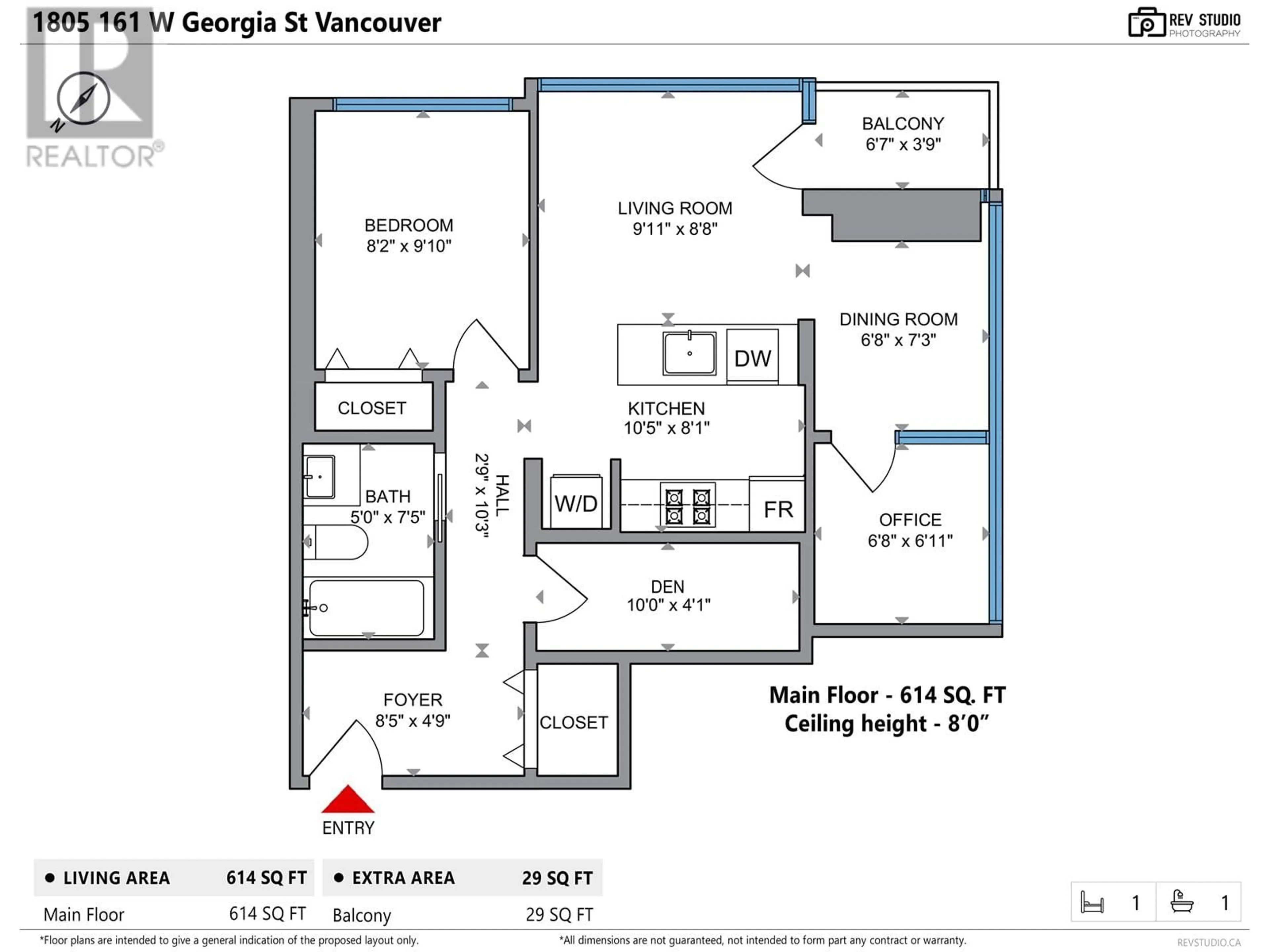 Floor plan for 1805 161 W GEORGIA STREET, Vancouver British Columbia V6B0K9