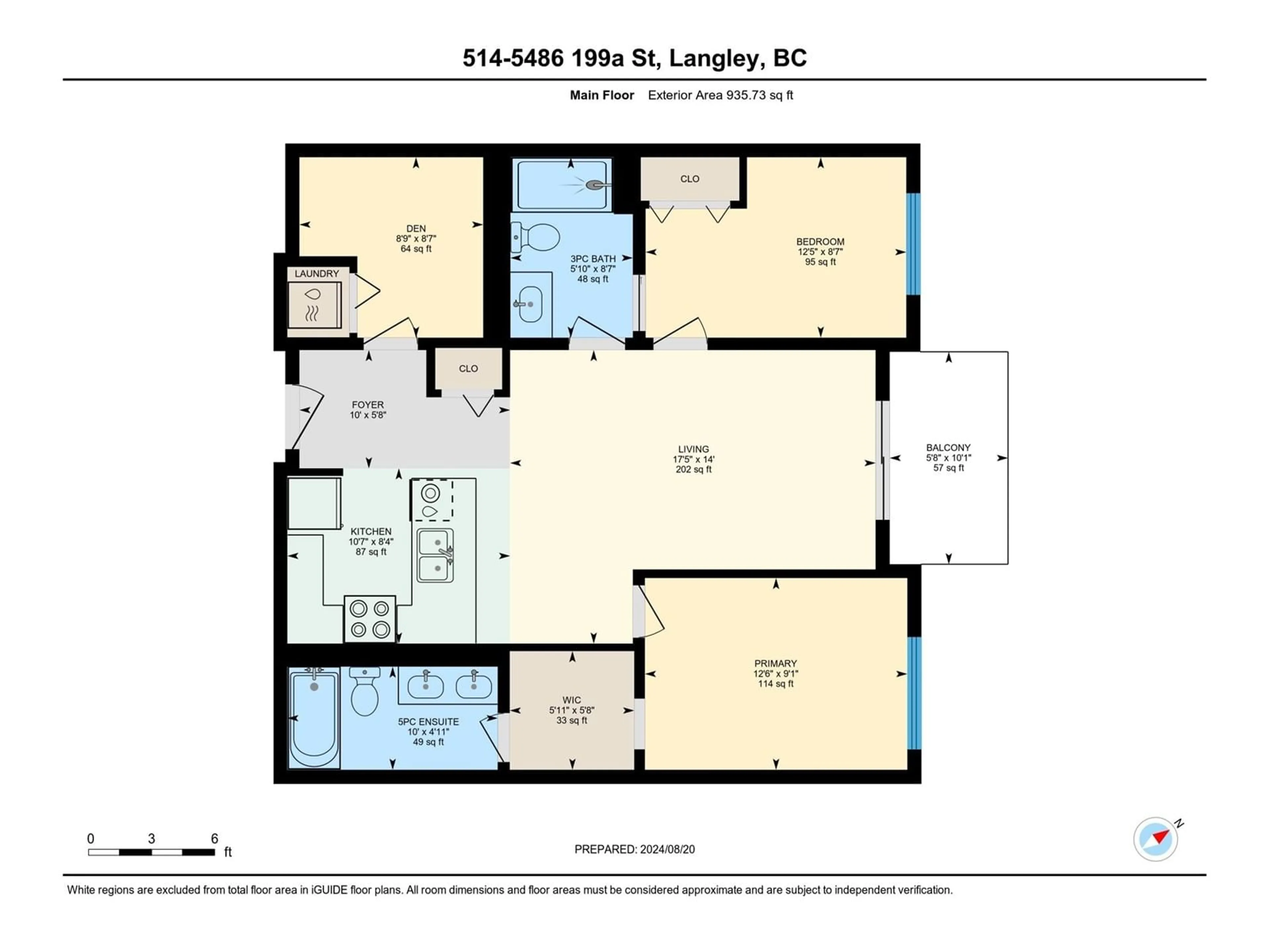 Floor plan for 514 - 5486 199A, Langley British Columbia V3A0N6