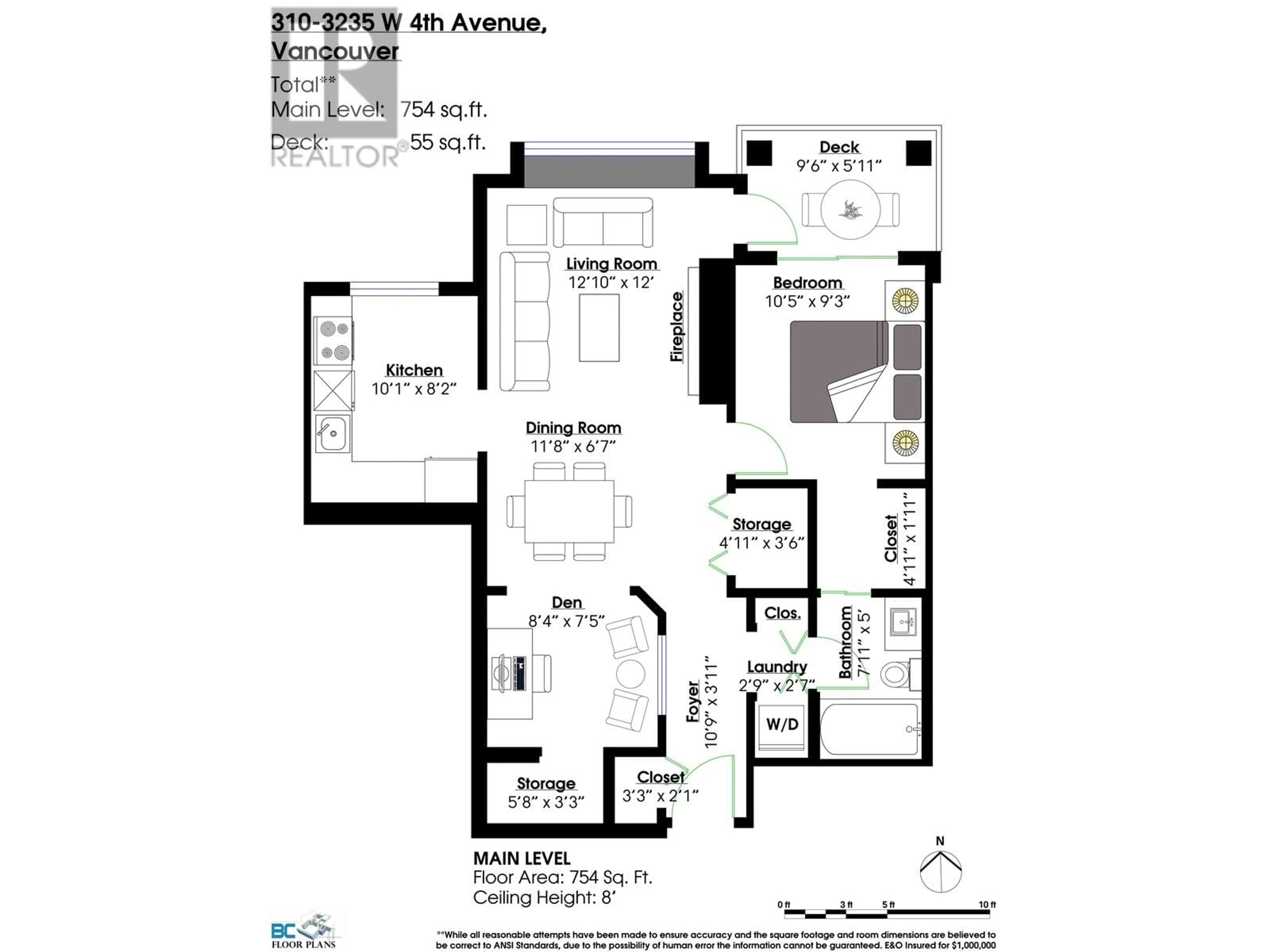 Floor plan for 310 - 3235 4TH AVENUE, Vancouver British Columbia V6K1R8