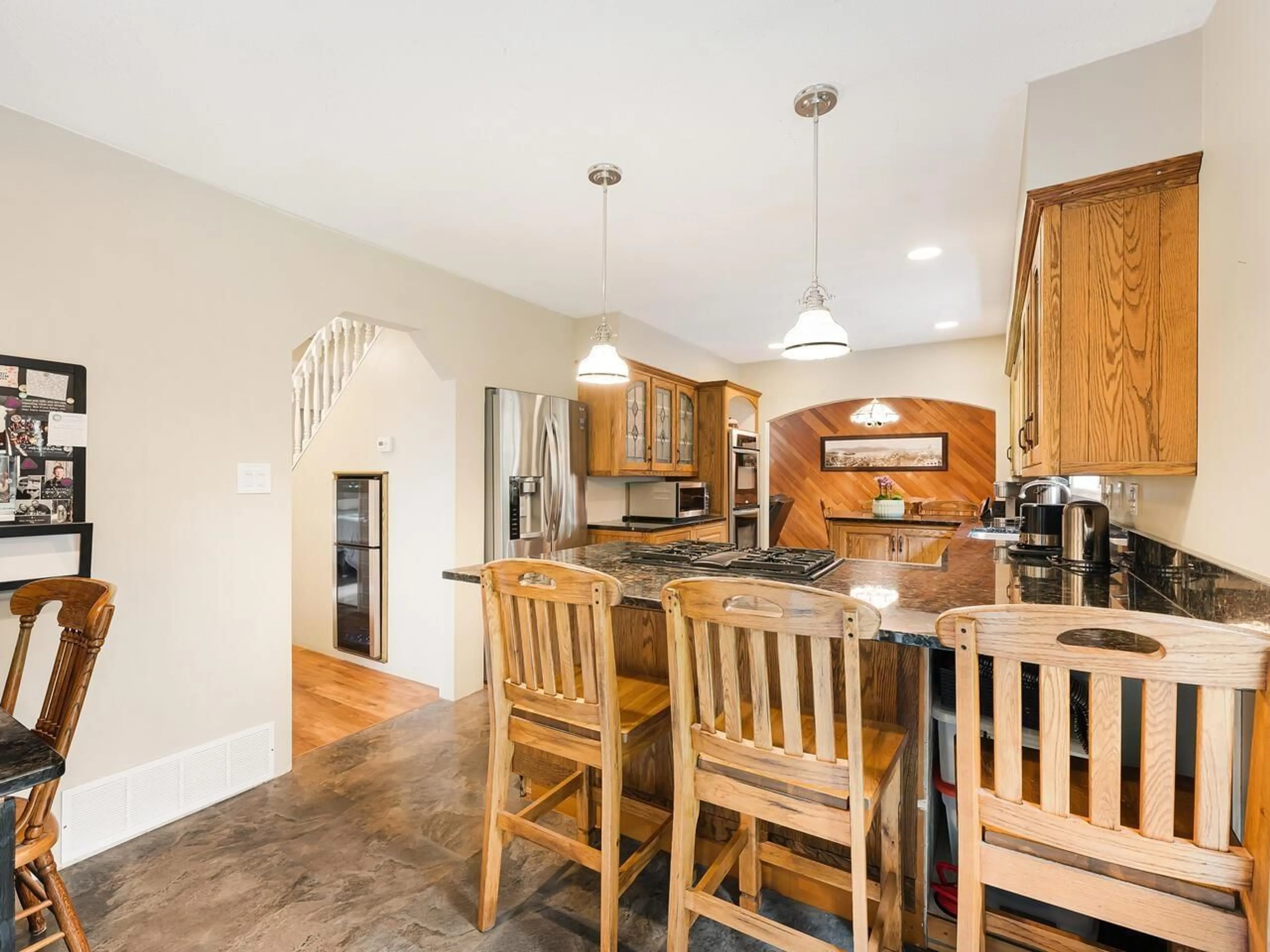 Open concept kitchen, ceramic/tile floor for 9543 OBAN, Surrey British Columbia V3V6Z2
