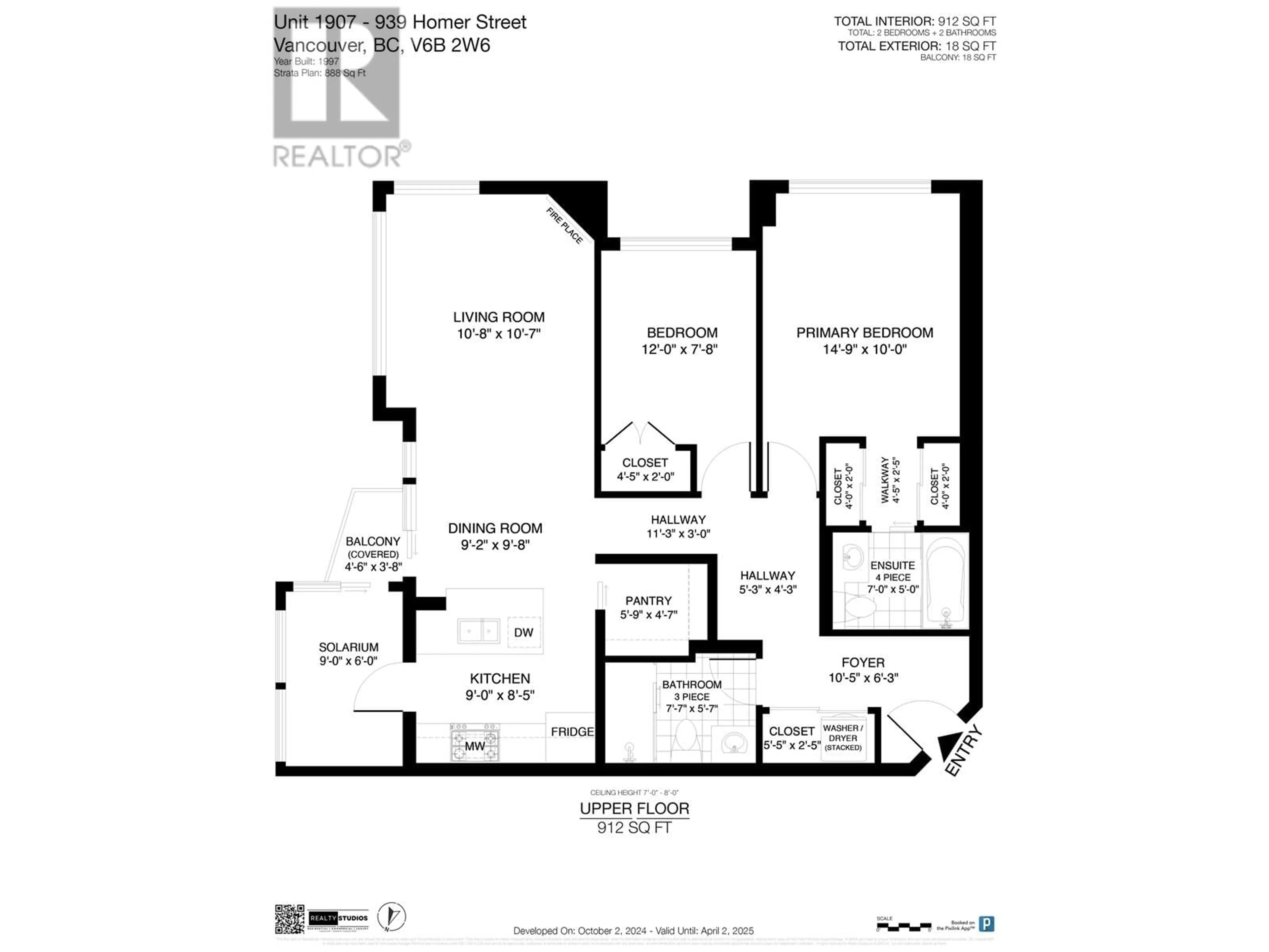 Floor plan for 1907 - 939 HOMER STREET, Vancouver British Columbia V6B2W6