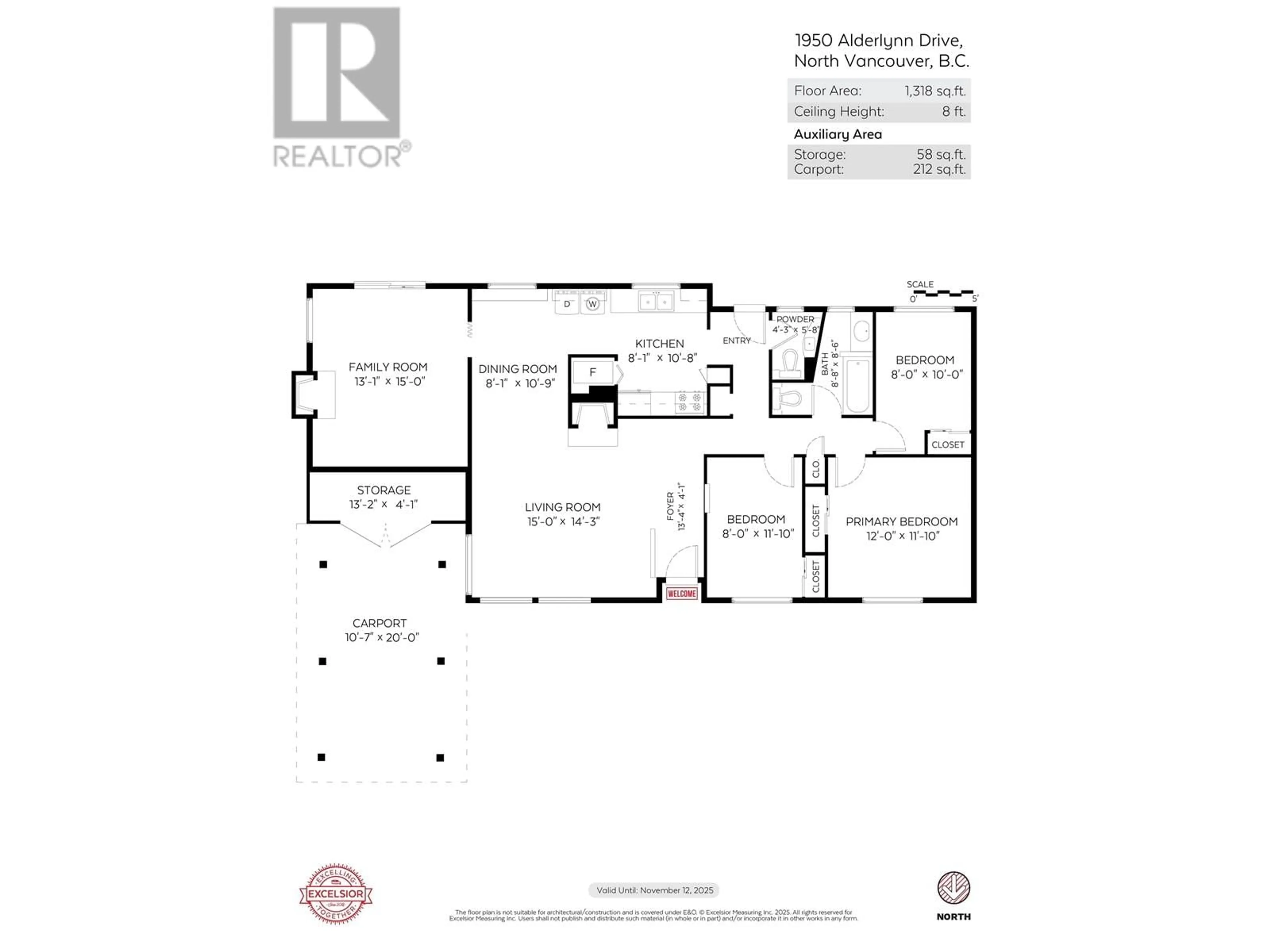 Floor plan for 1950 ALDERLYNN DRIVE, North Vancouver British Columbia V7J2S9