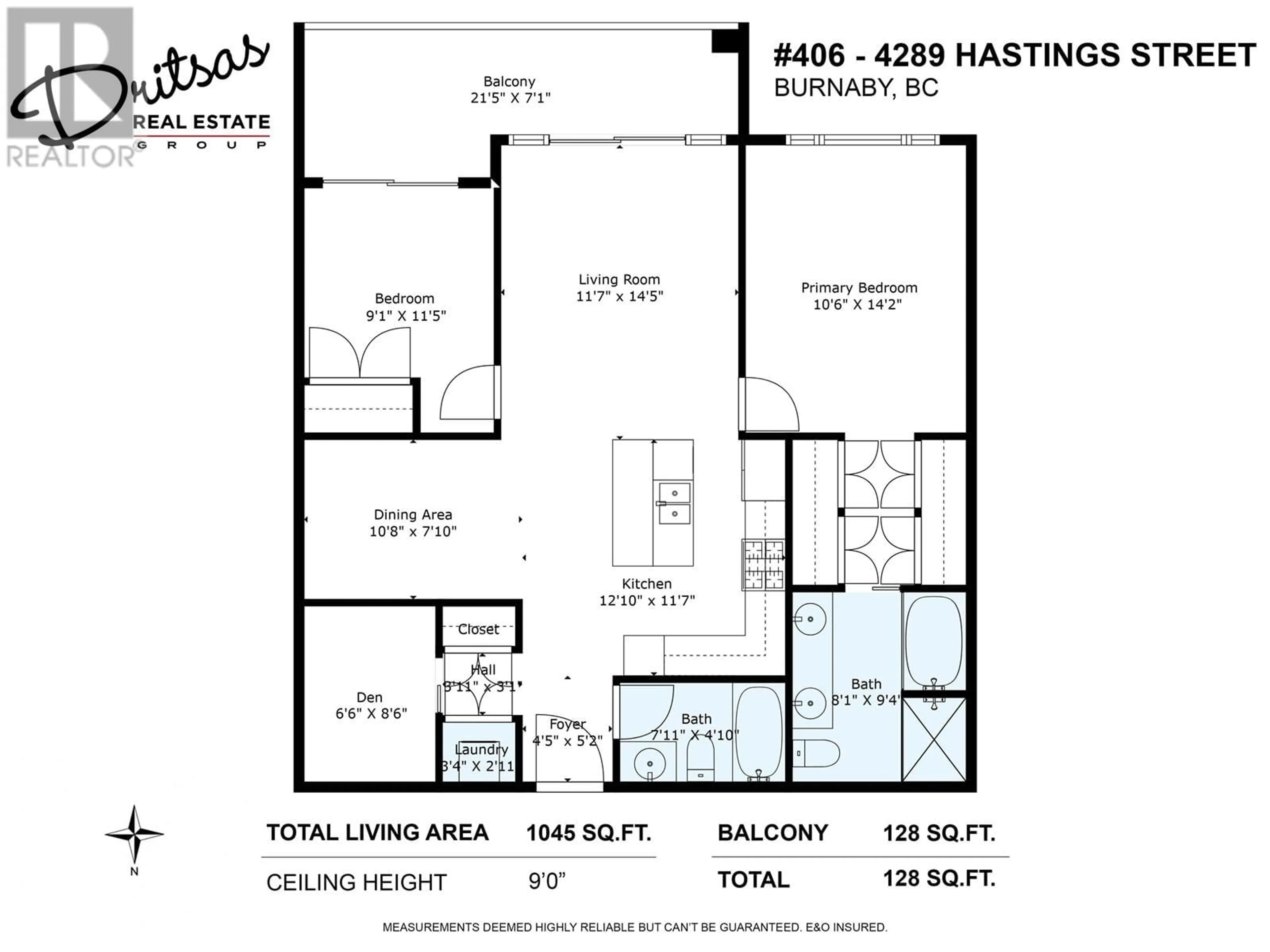 Floor plan for 406 - 4289 HASTINGS STREET, Burnaby British Columbia V5C2J5