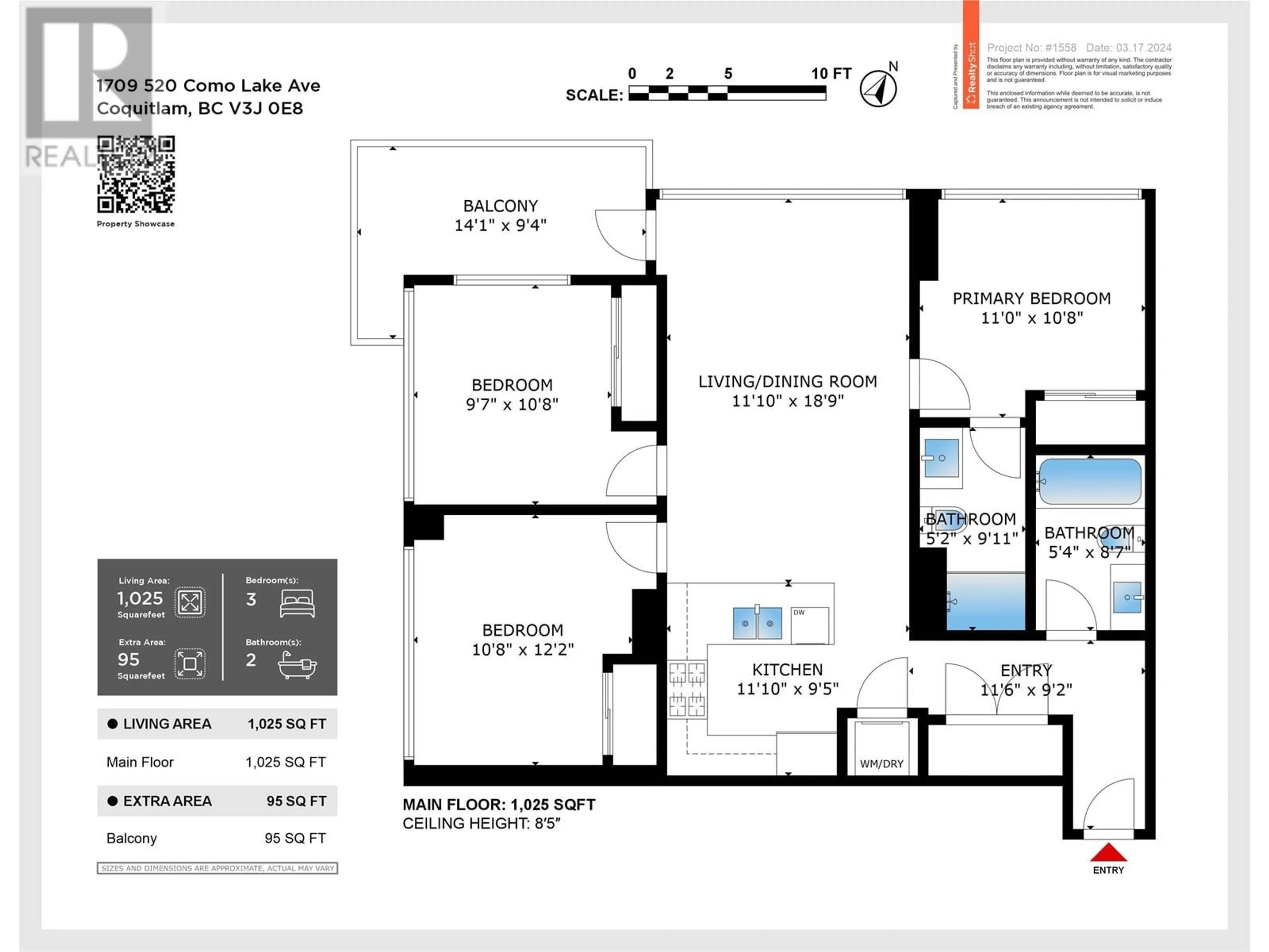 Floor plan for 1709 - 520 COMO LAKE AVENUE, Coquitlam British Columbia V3J0E8