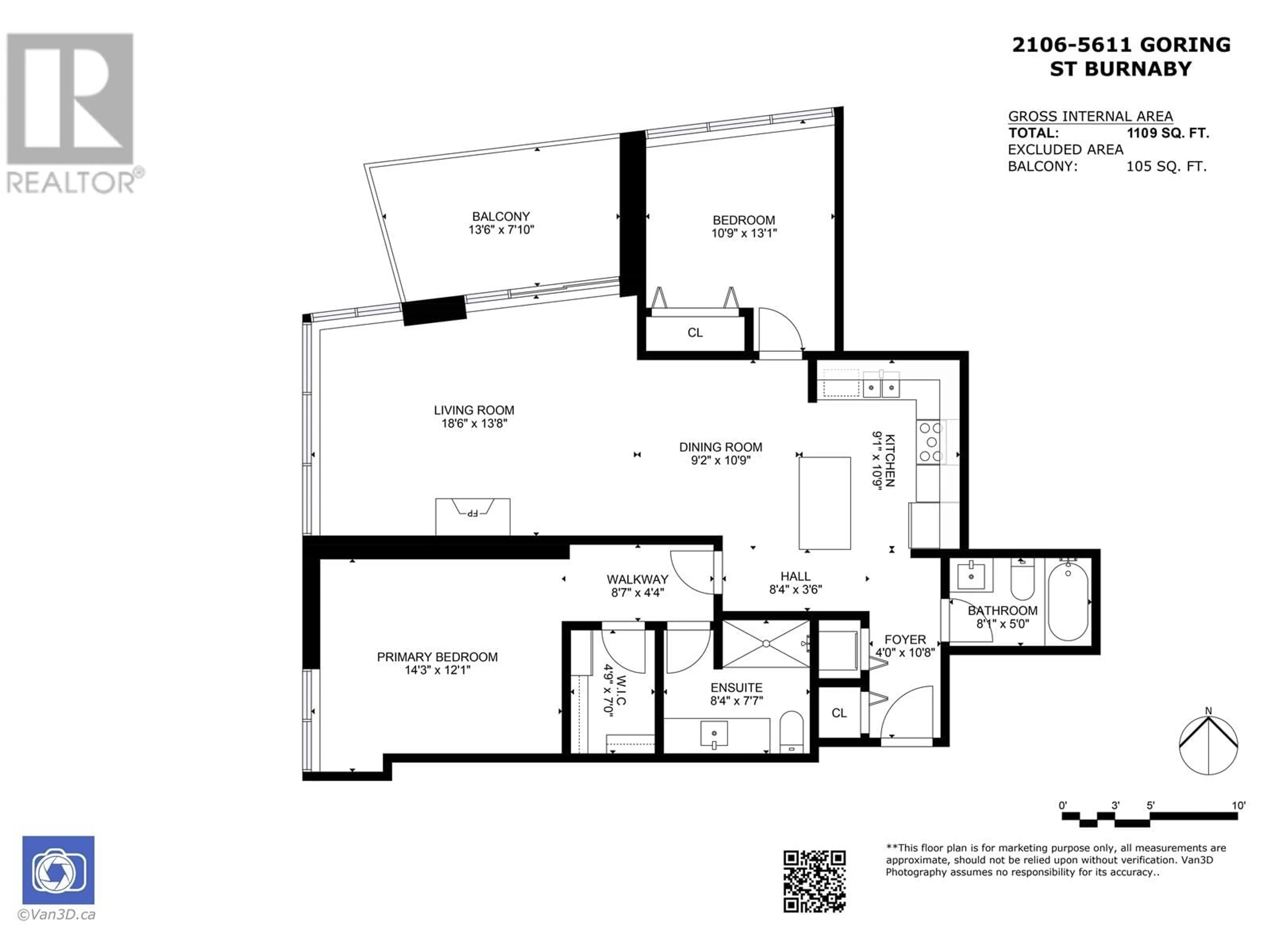 Floor plan for 2106 - 5611 GORING STREET, Burnaby British Columbia V5B0A3