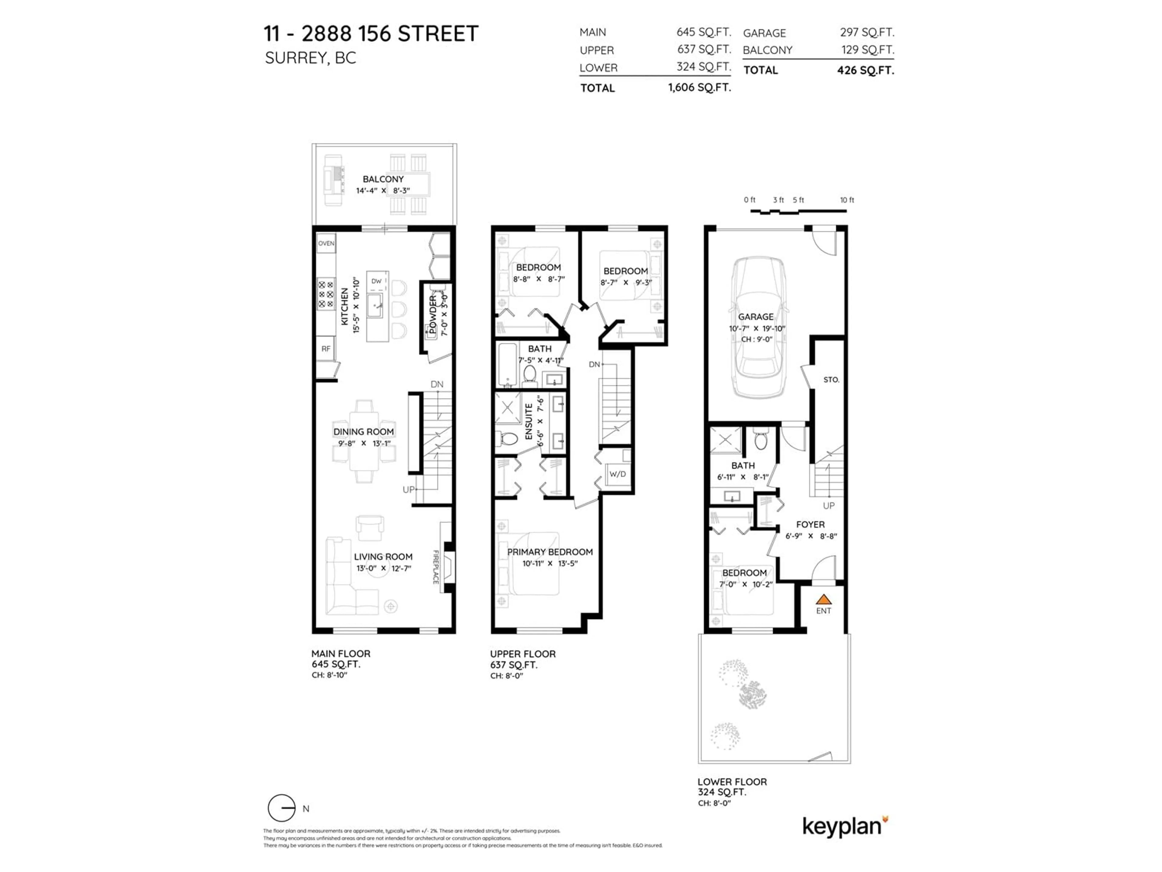 Floor plan for 11 - 2888 156, Surrey British Columbia V3Z0C7