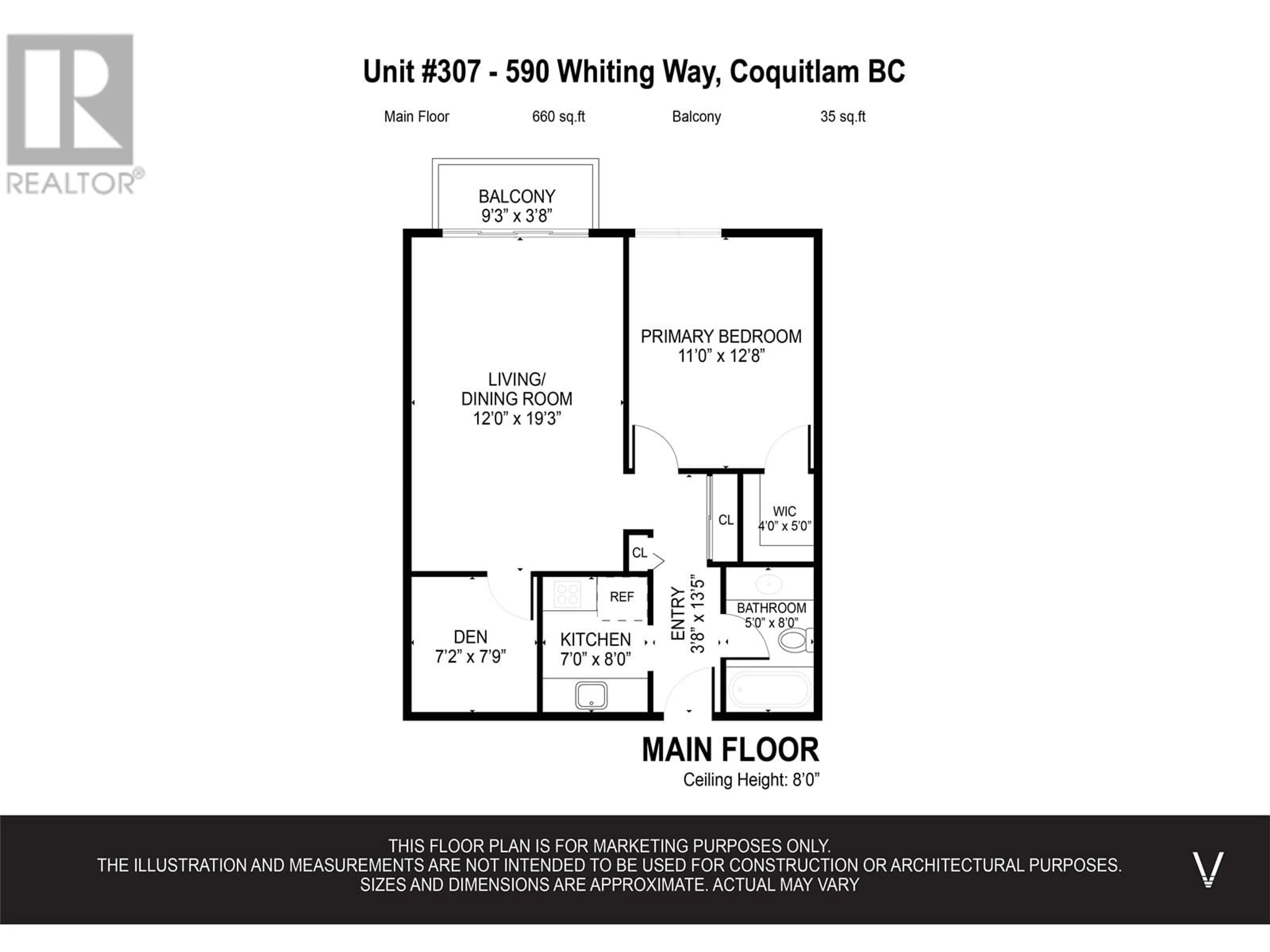 Floor plan for 307 - 590 WHITING WAY, Coquitlam British Columbia V3J3R9