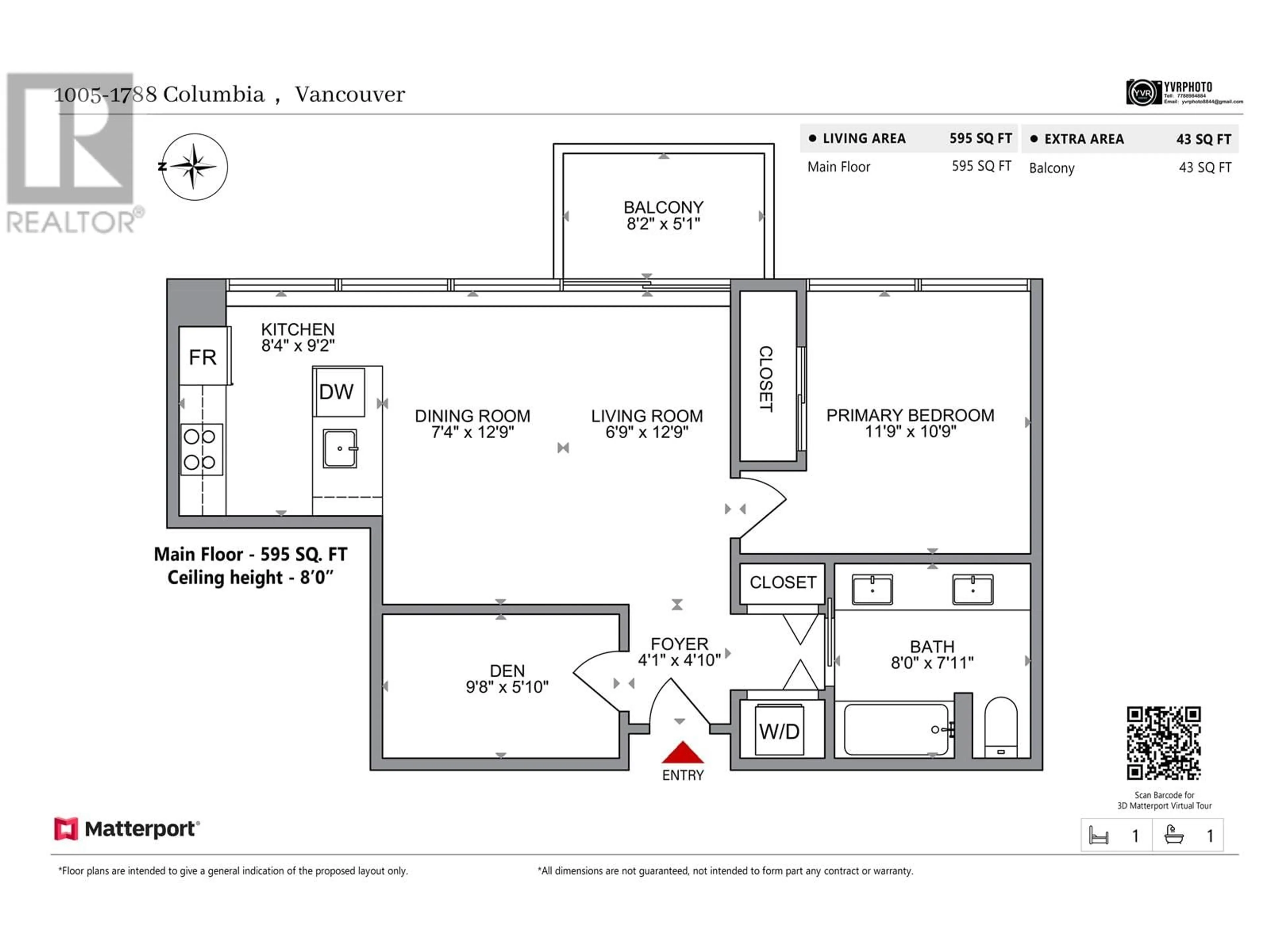 Floor plan for 1005 - 1788 COLUMBIA STREET, Vancouver British Columbia V5Y0L7