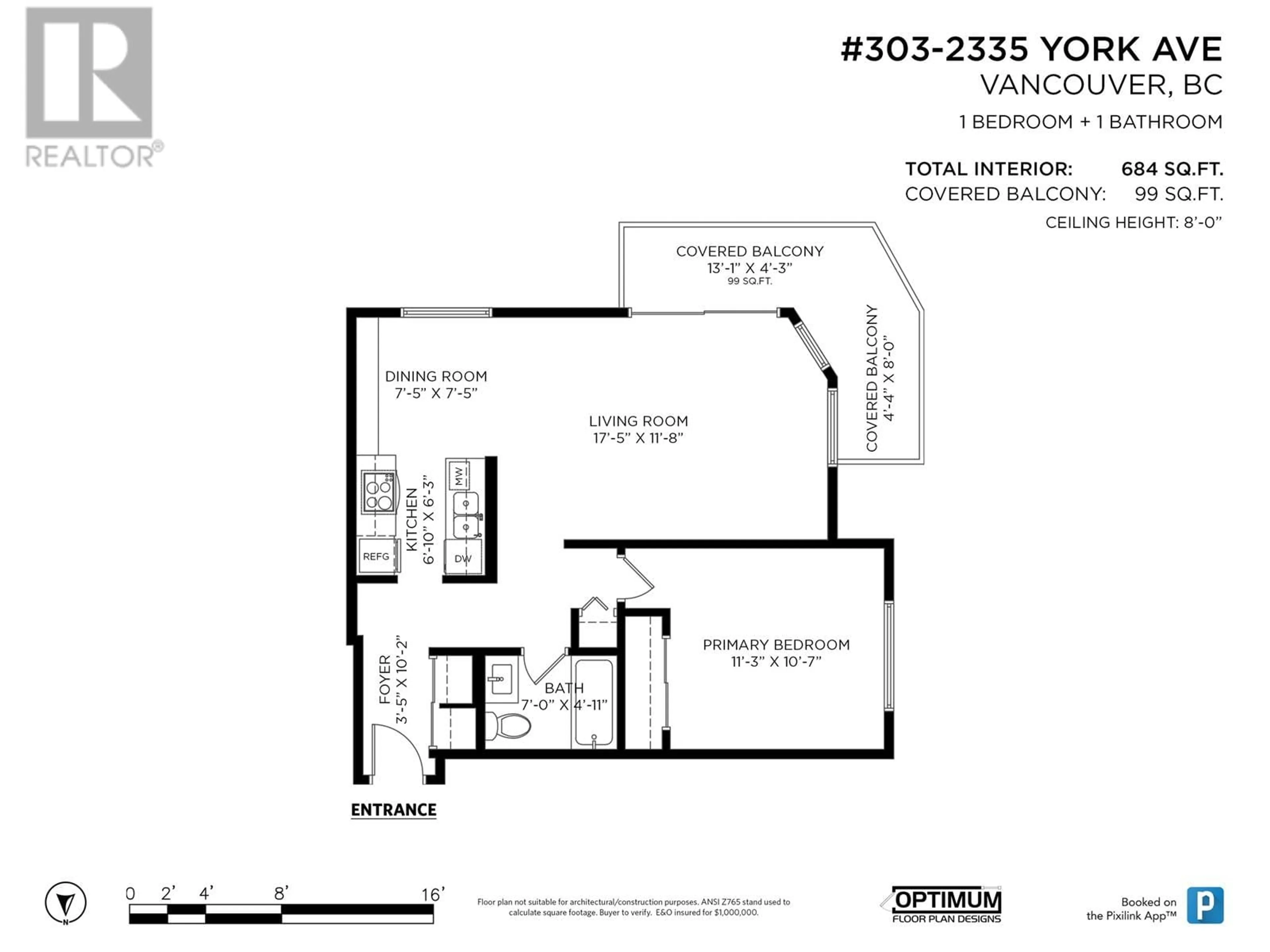 Floor plan for 303 2335 YORK AVENUE, Vancouver British Columbia V6K1C8