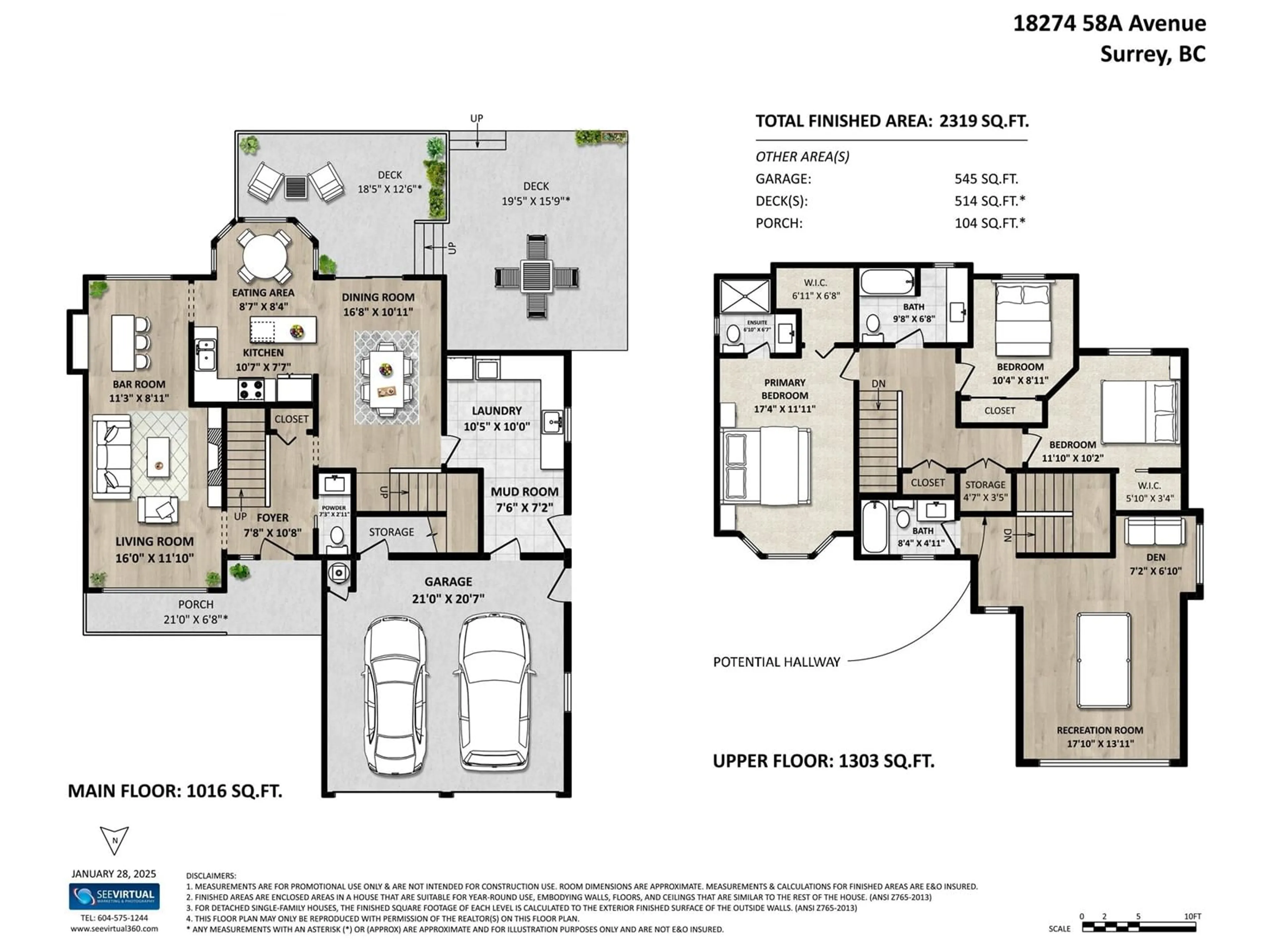 Floor plan for 18274 58A, Surrey British Columbia V3S7E9