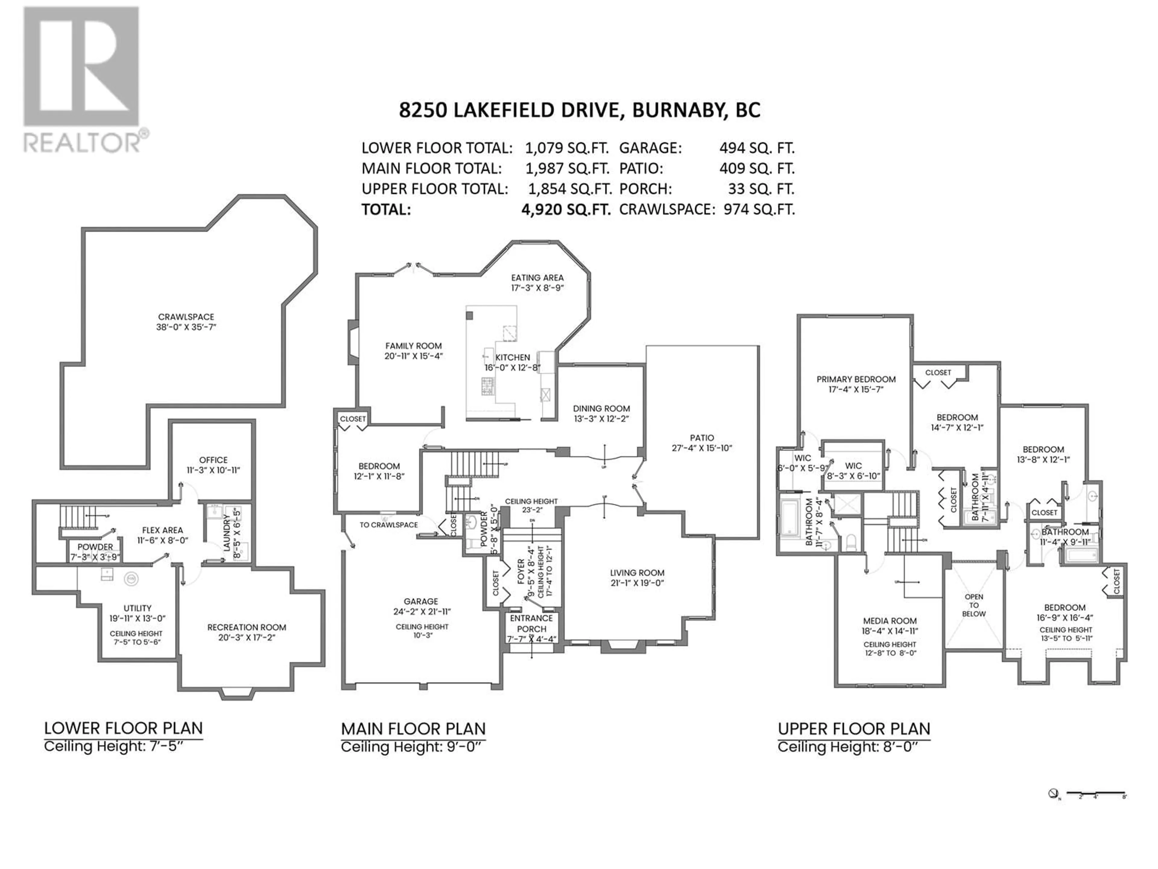 Floor plan for 8250 LAKEFIELD DRIVE, Burnaby British Columbia V5E4G7