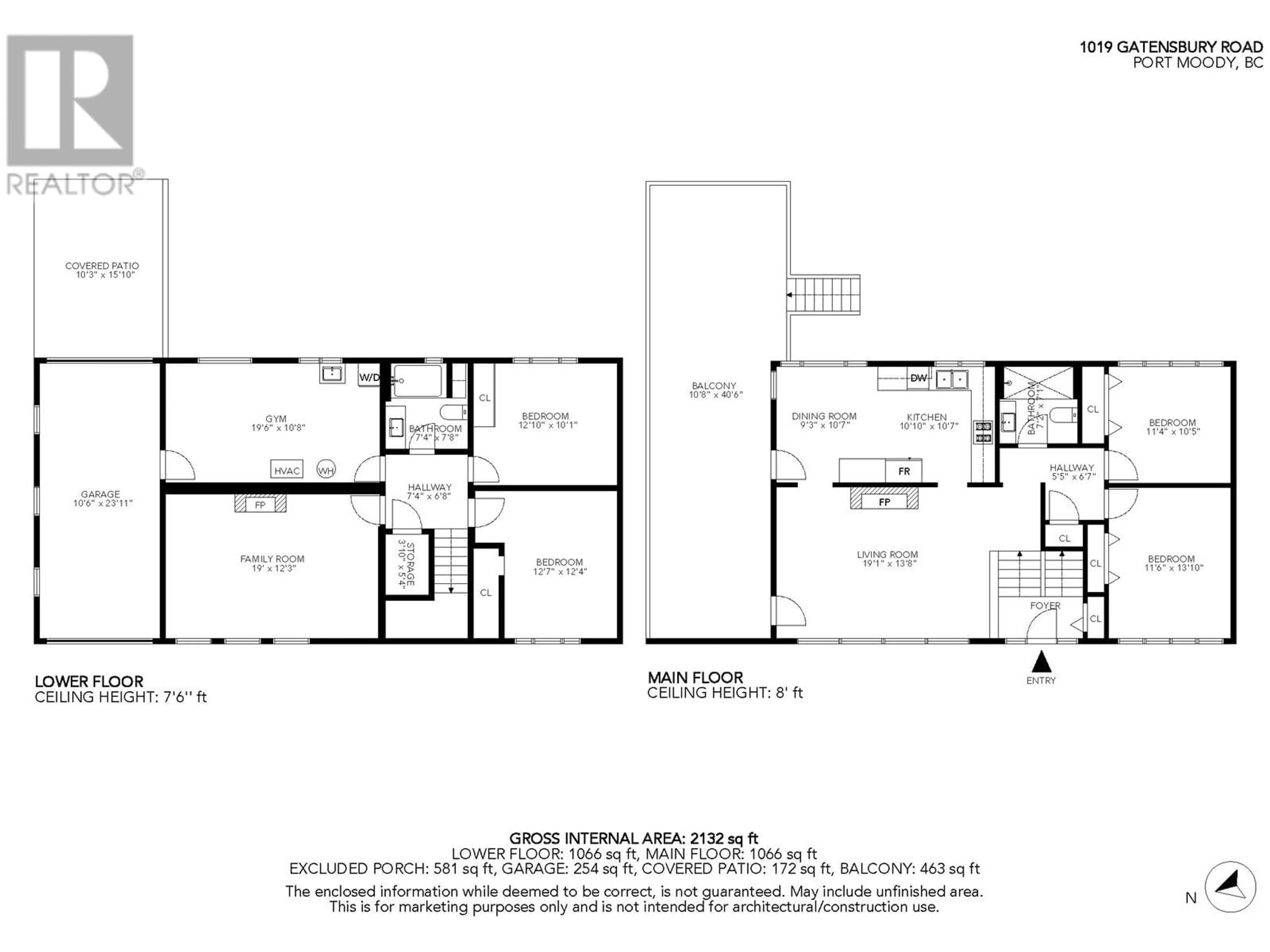 Floor plan for 1019 GATENSBURY ROAD, Port Moody British Columbia V3H2P3