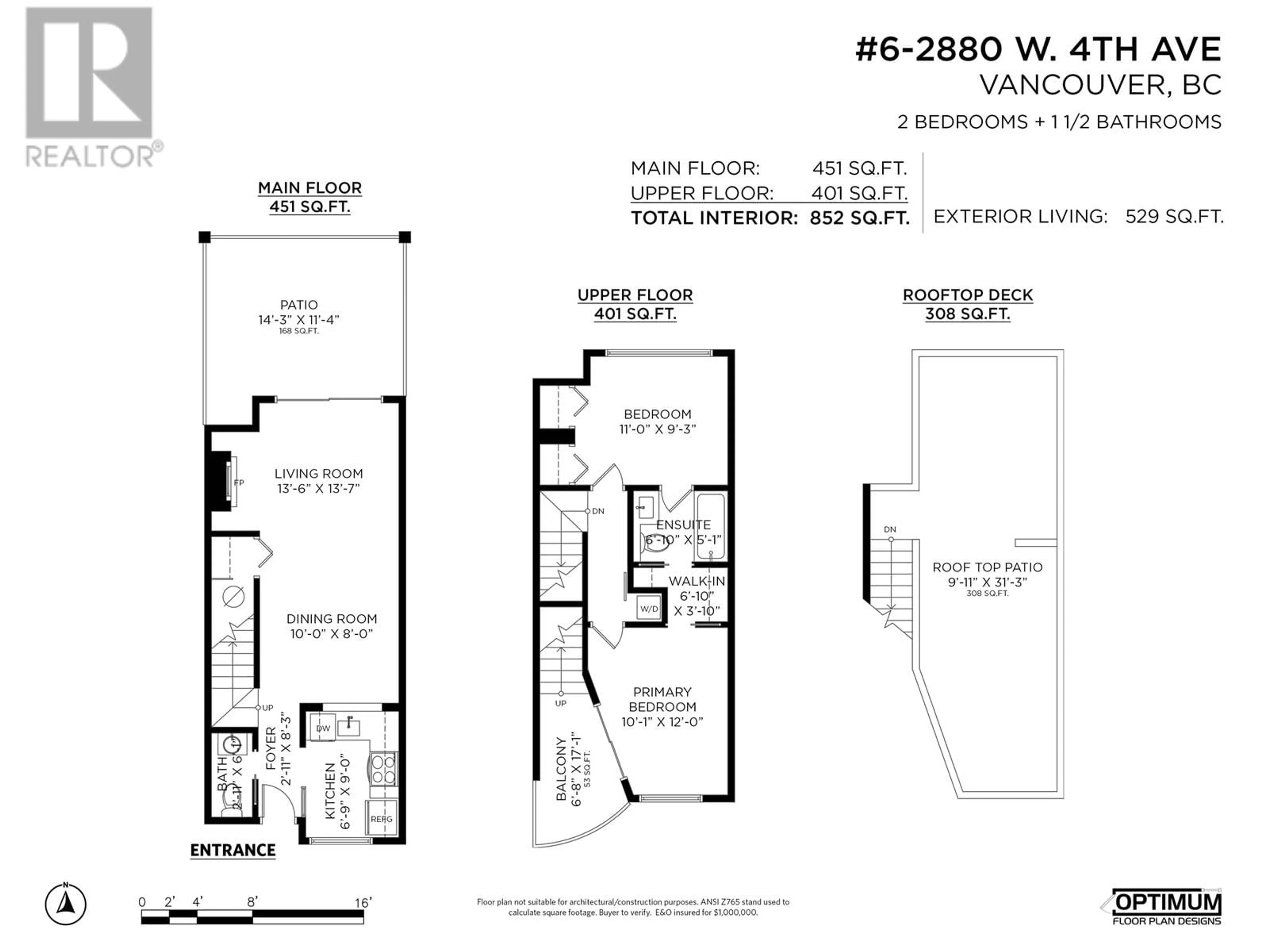 Floor plan for 6 - 2880 4TH AVENUE, Vancouver British Columbia V6K1R2