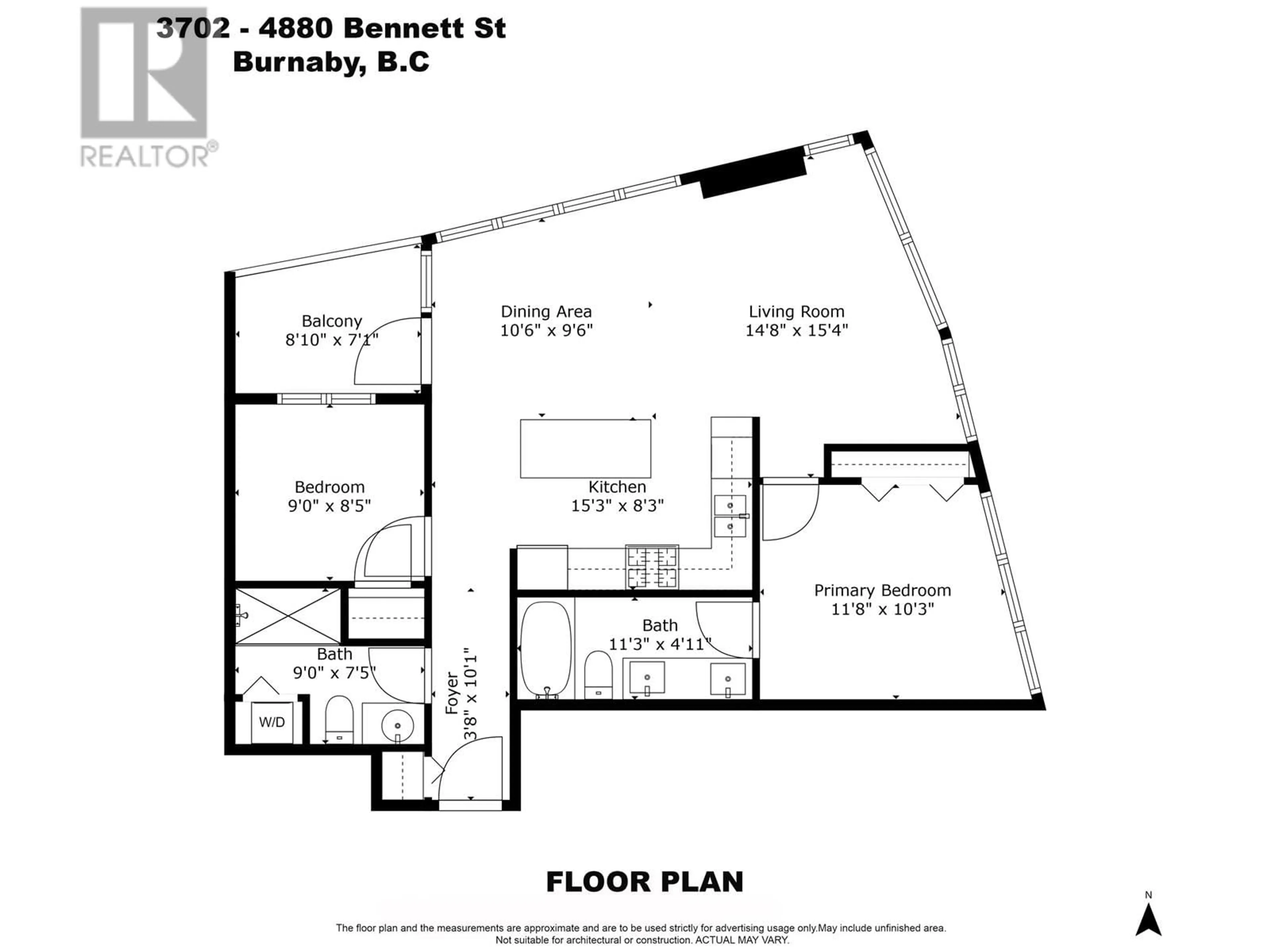 Floor plan for 3702 - 4880 BENNETT STREET, Burnaby British Columbia V5H0C1