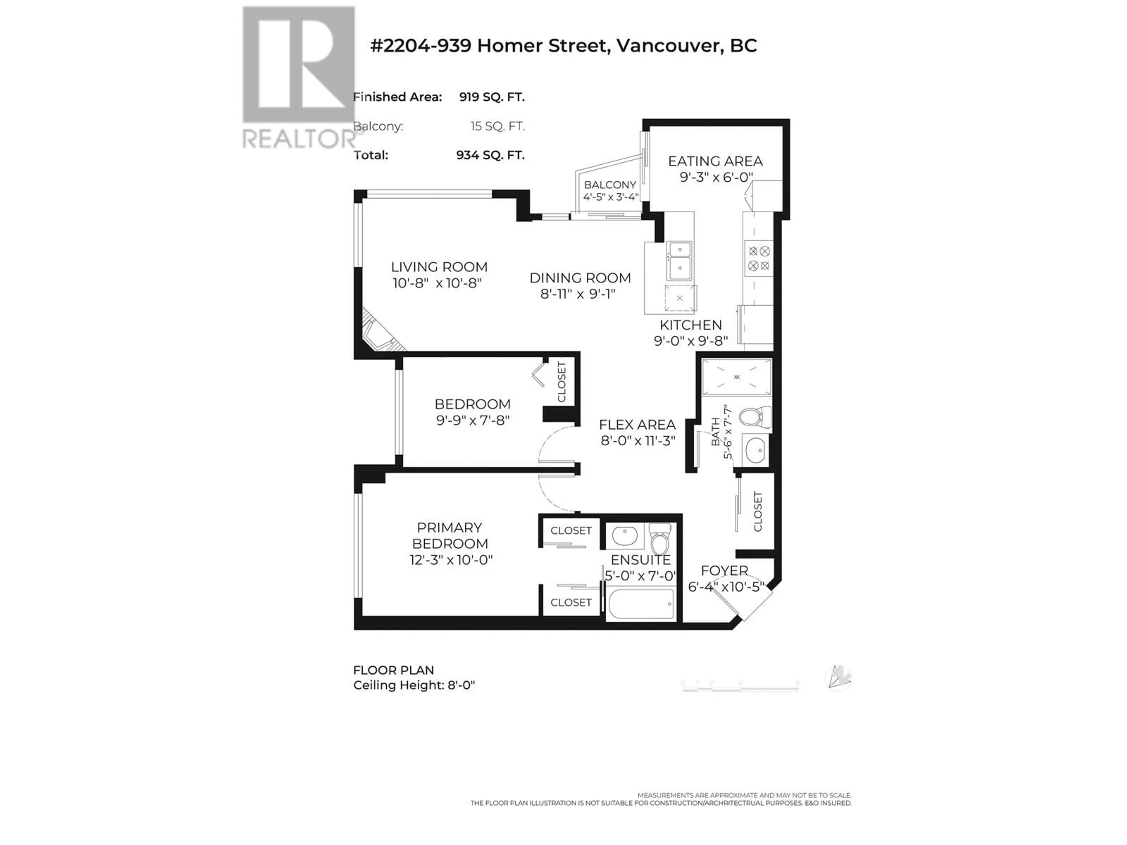 Floor plan for 2204 - 939 HOMER STREET, Vancouver British Columbia V6B2W6