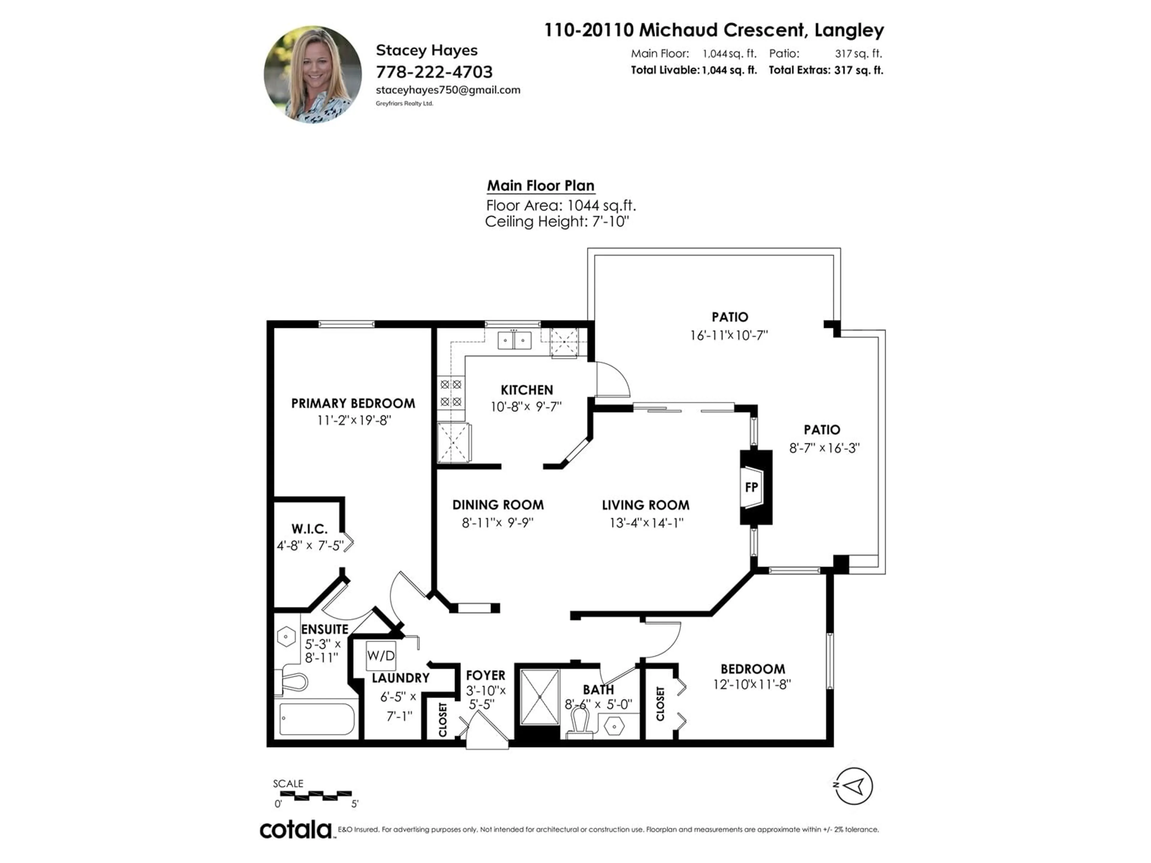 Floor plan for 110 - 20110 MICHAUD WEST, Langley British Columbia V3A4B1